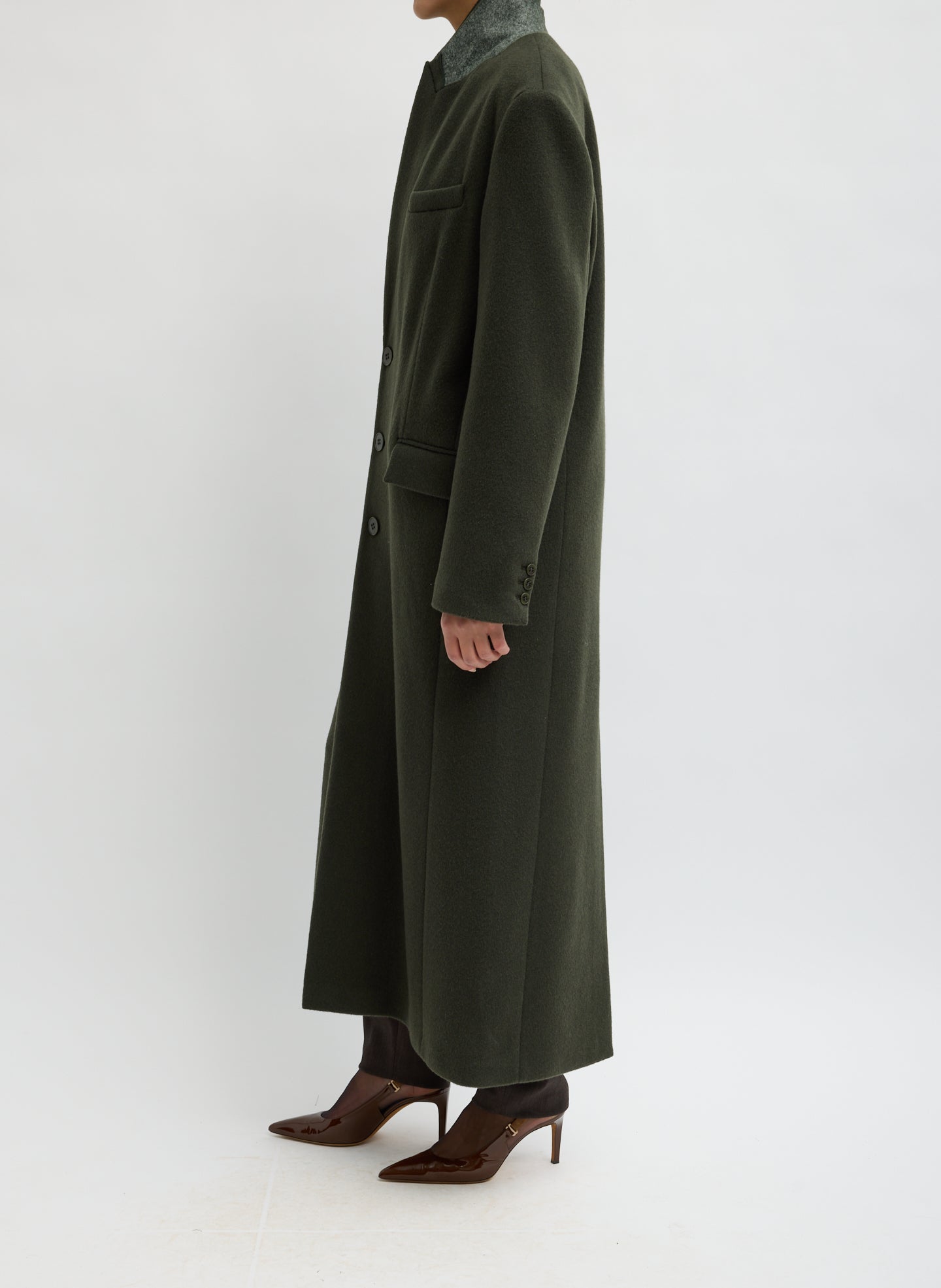 Tibi Wool Coating Tailored Mens Coat - Loden