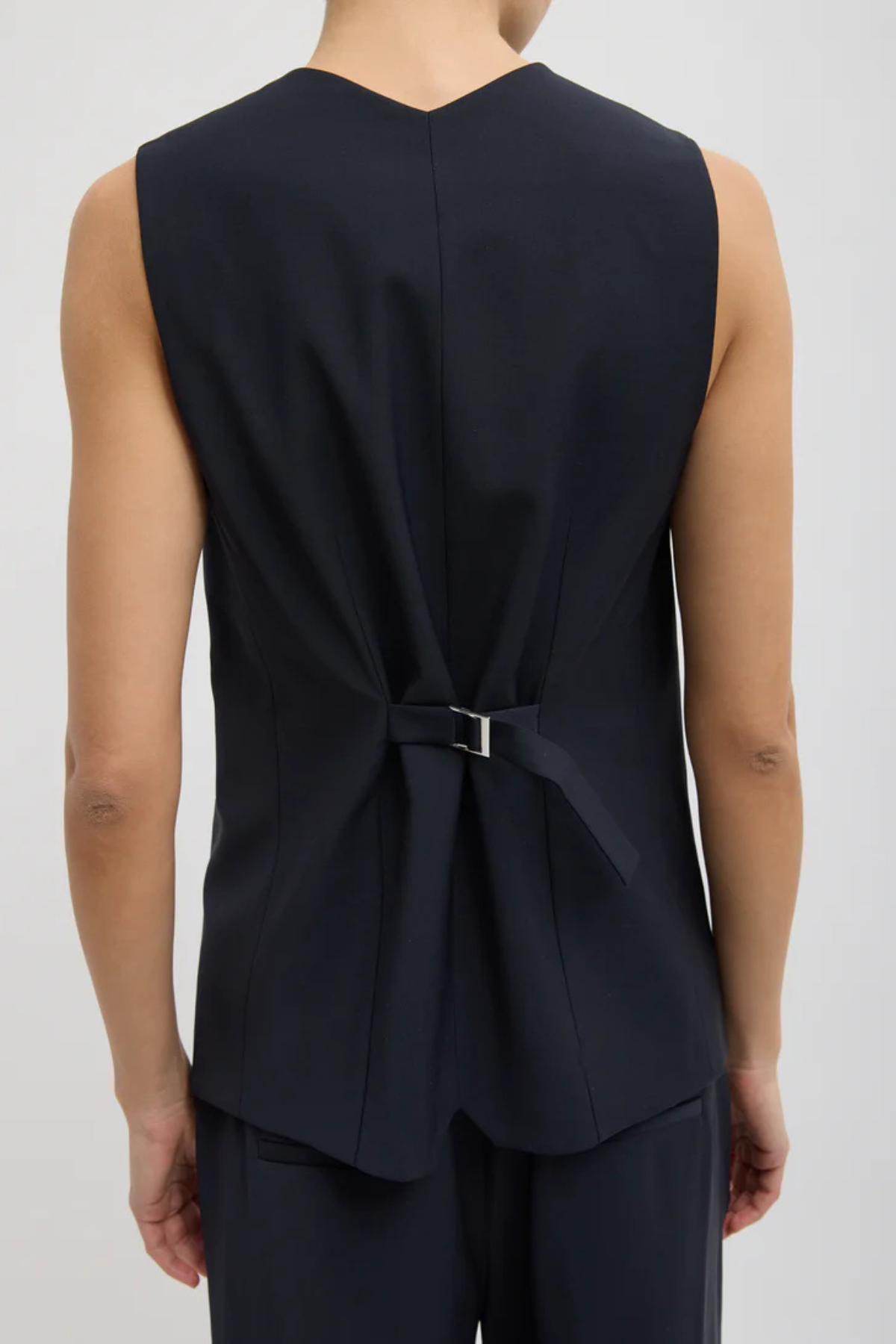 Tibi Tropical Wool Easy Vest - Navy