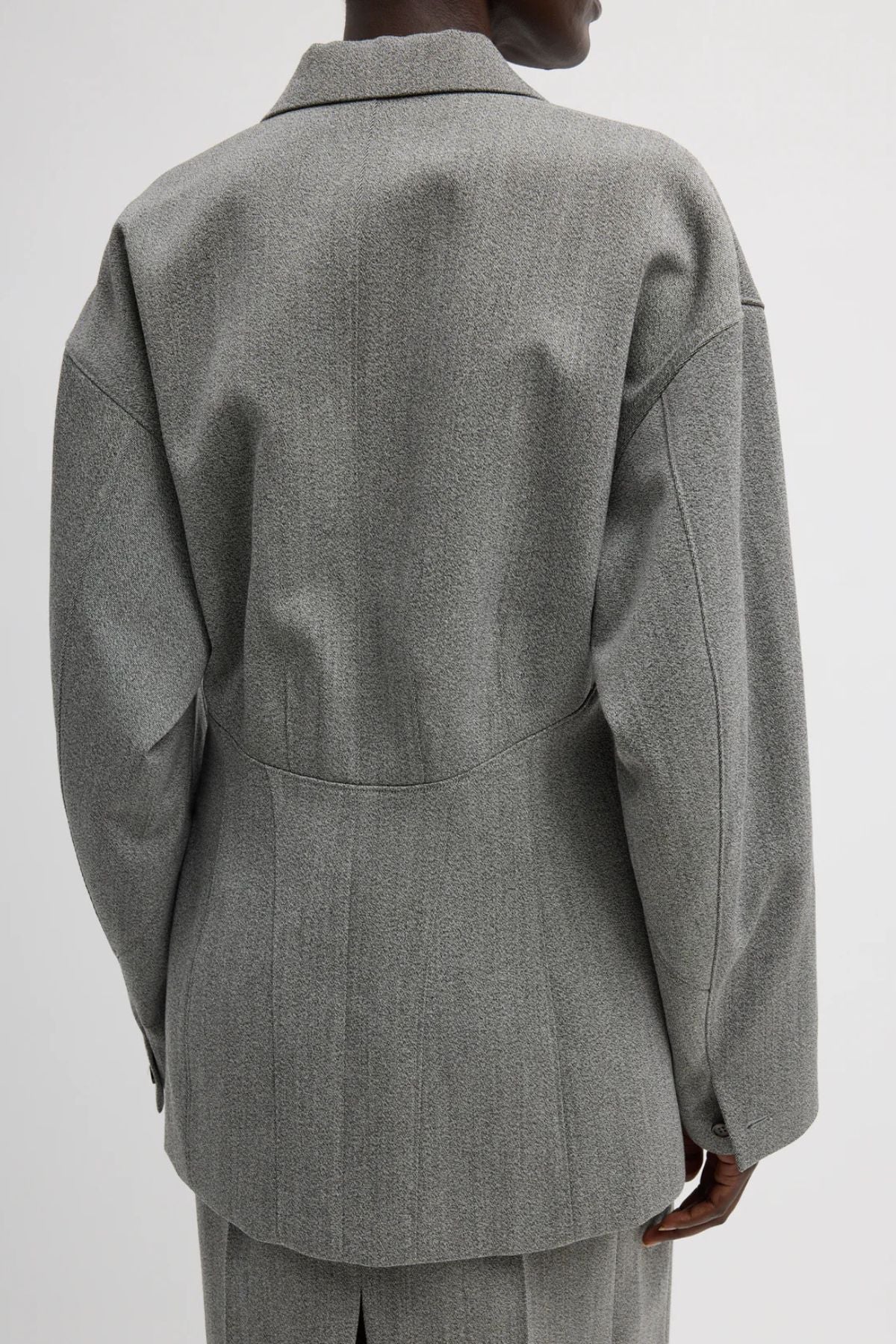 Tibi Wool Sculpted Blazer - Grey Multi