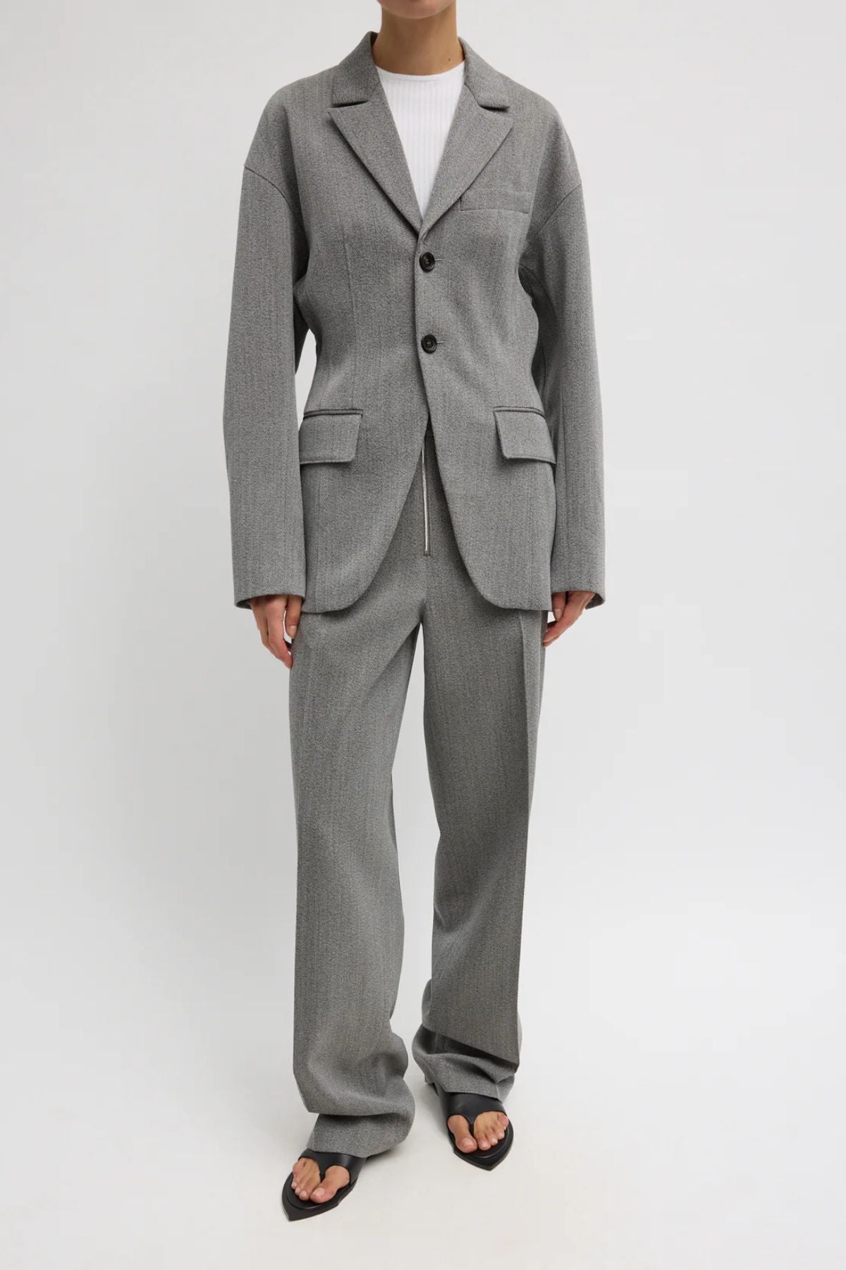 Tibi Zip Front Trouser - Grey Multi