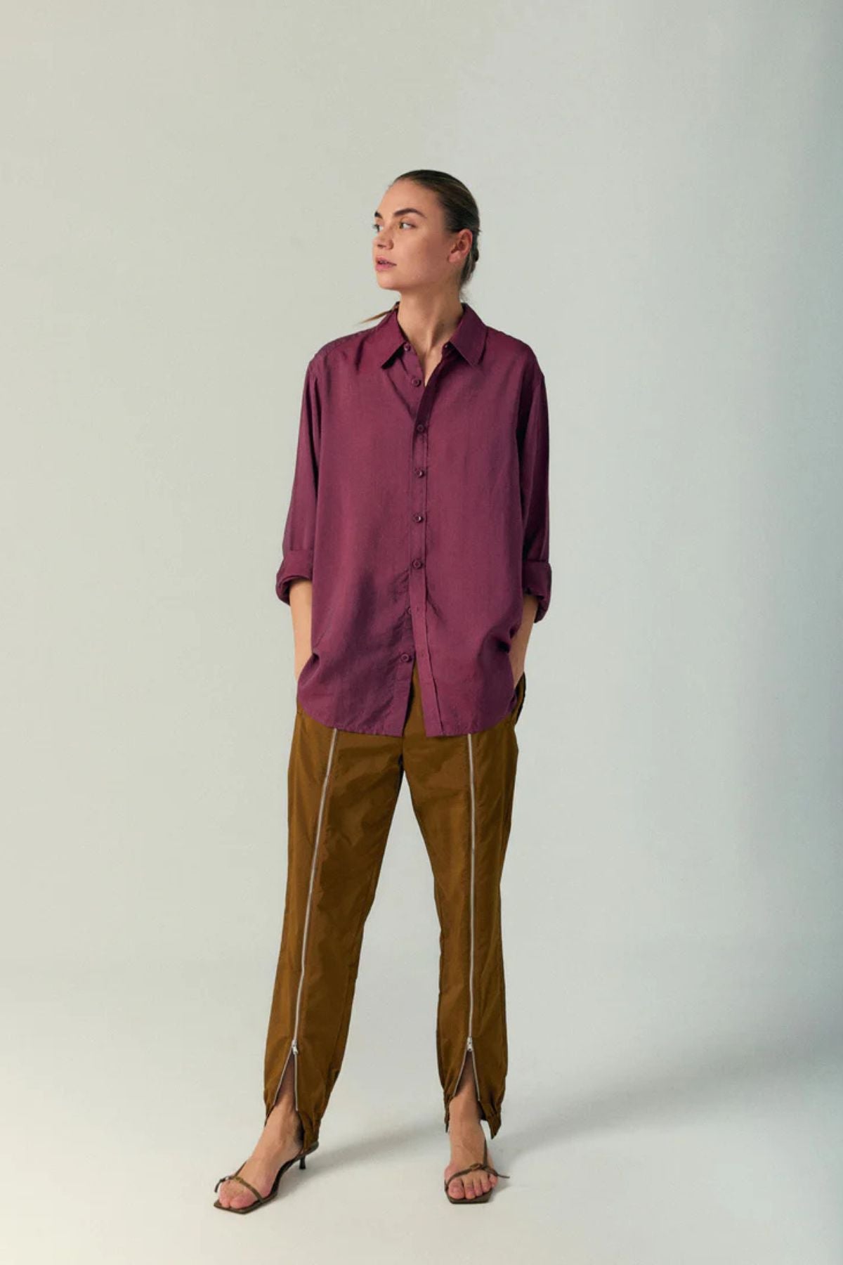 Tibi Zipper Jogger - Brown
