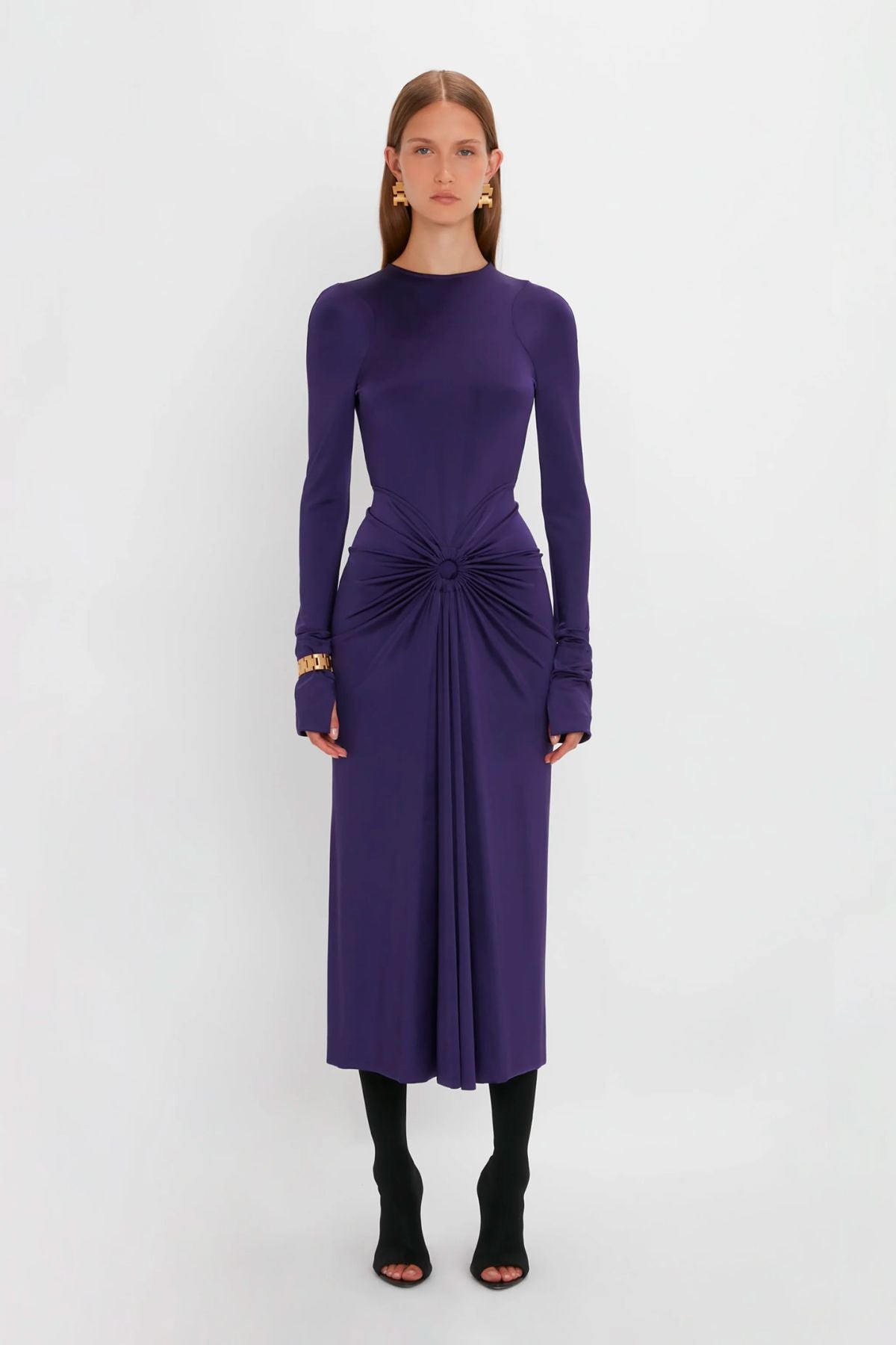 Victoria Beckham Gathered Midi Dress - Ultraviolet