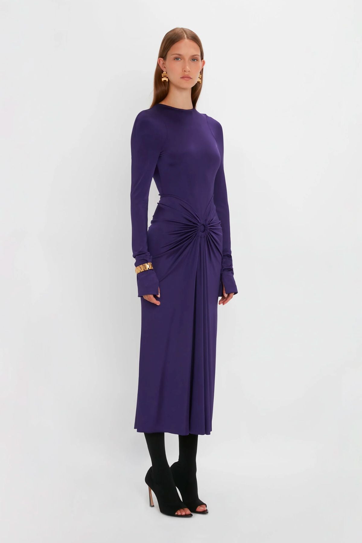Victoria Beckham Gathered Midi Dress - Ultraviolet