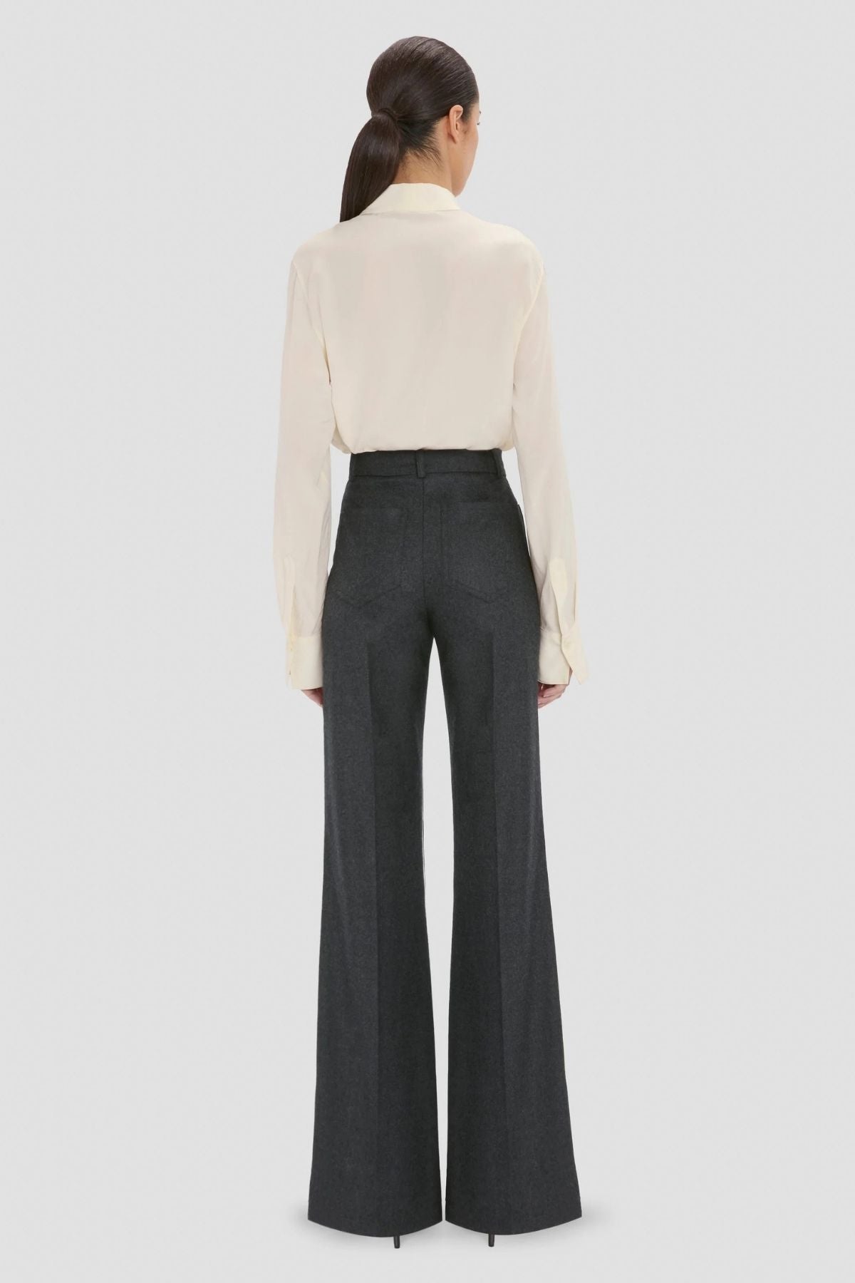 Victoria Beckham Alina Trouser - Dark Grey Melange