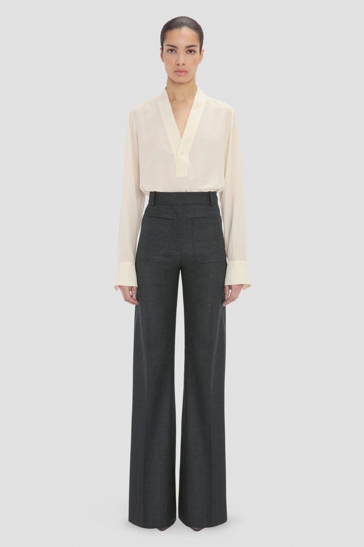 Victoria Beckham Alina Trouser - Dark Grey Melange
