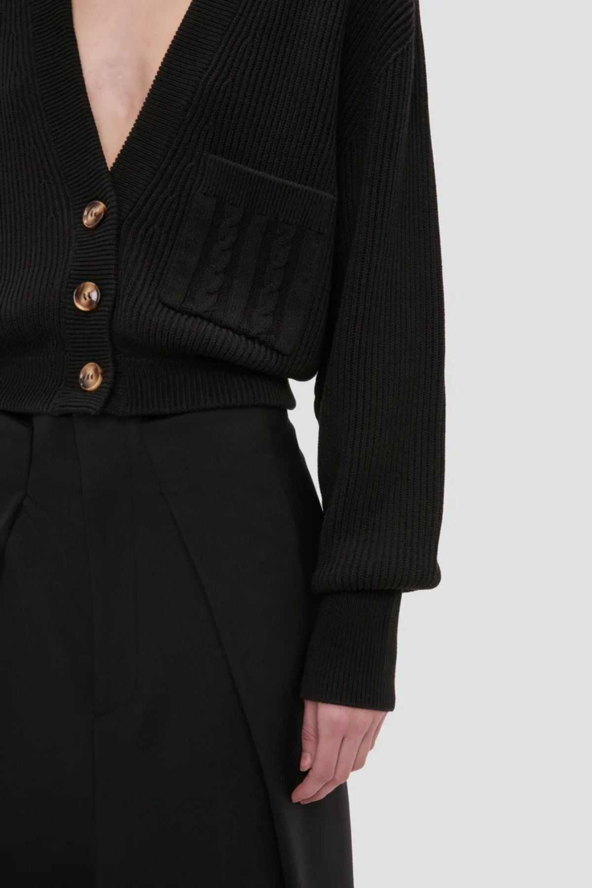 Victoria Beckham Cable Pocket Cardigan - Black