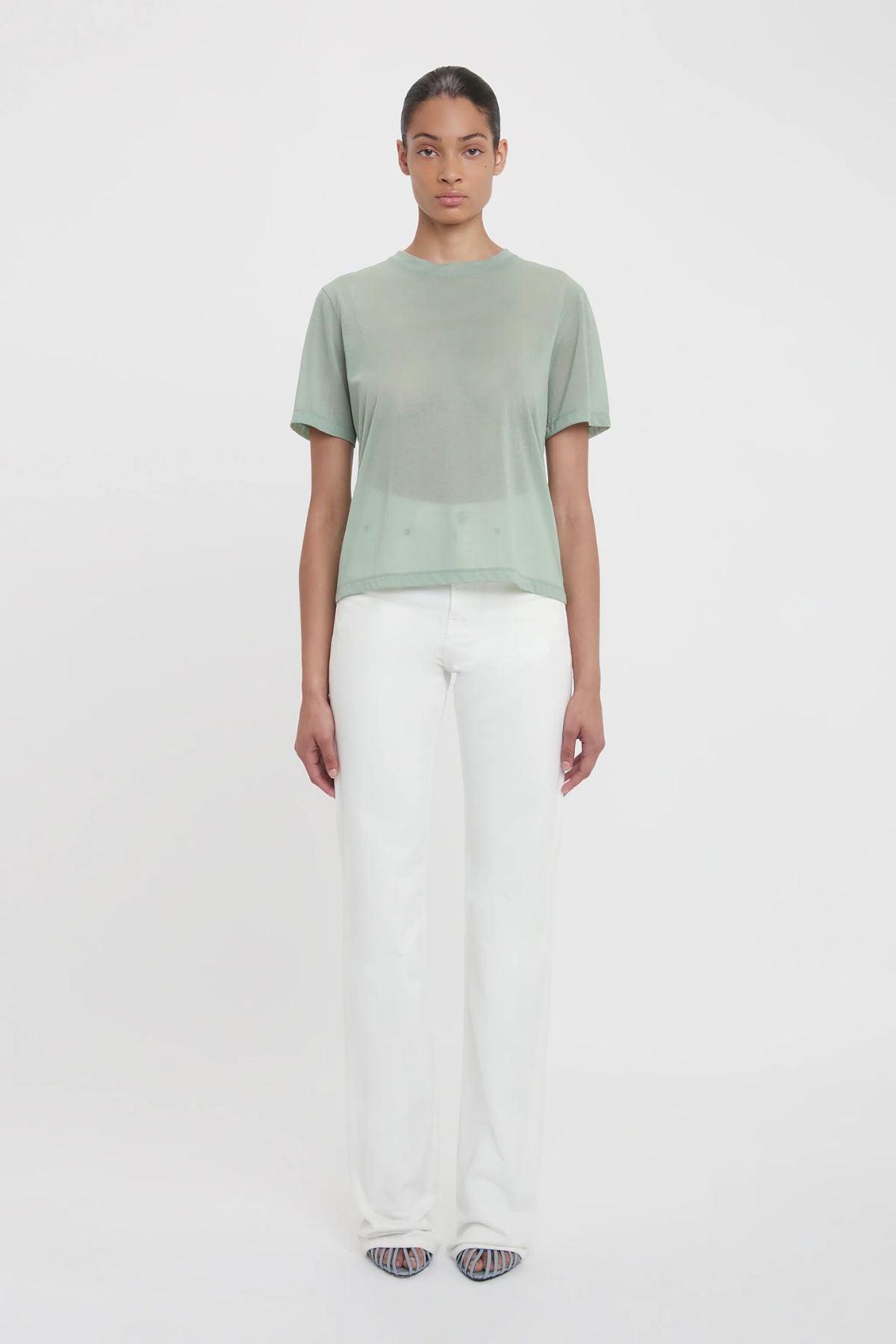 Victoria Beckham Classic Cotton Crepe T-Shirt - Wasabi
