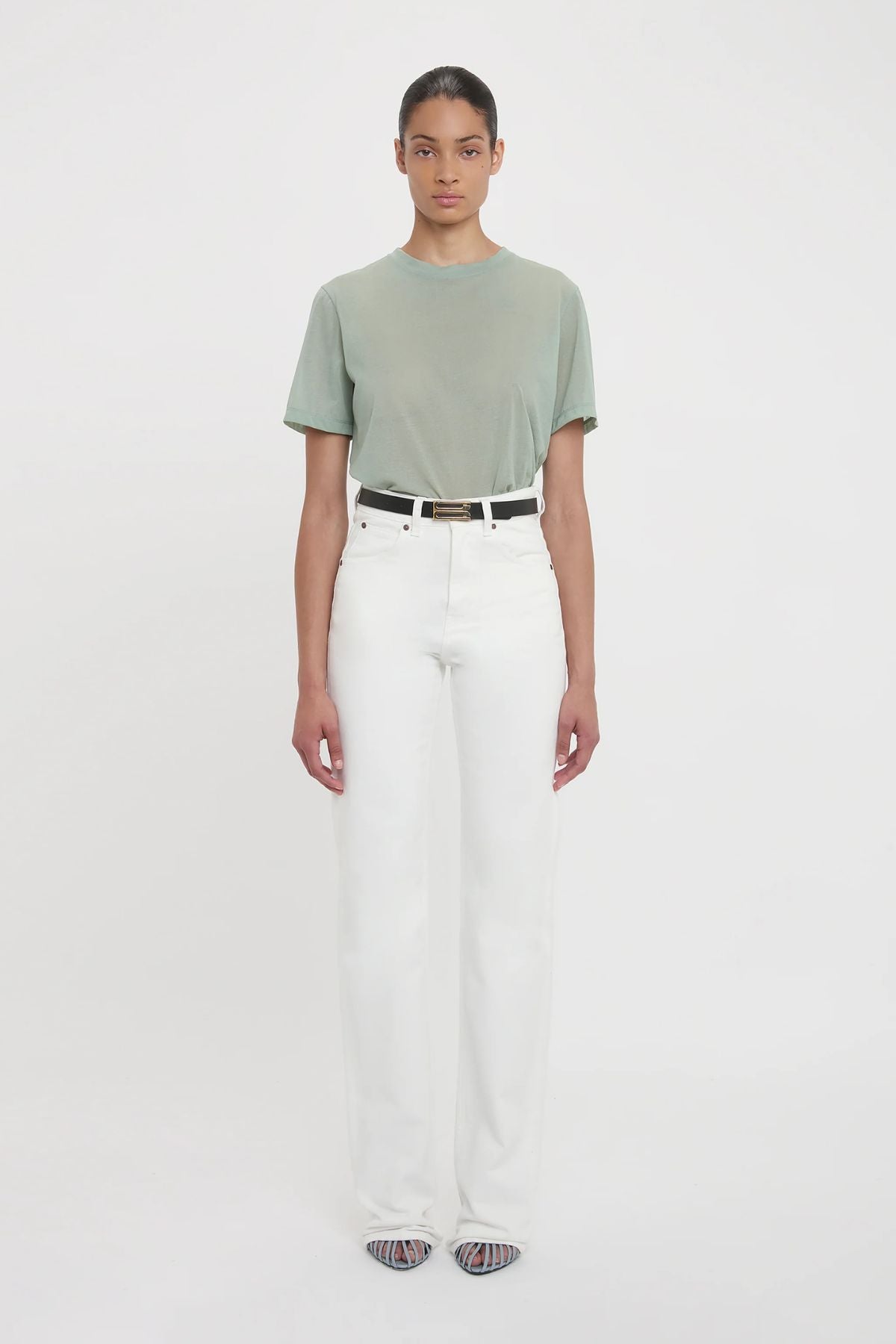 Victoria Beckham Classic Cotton Crepe T-Shirt - Wasabi