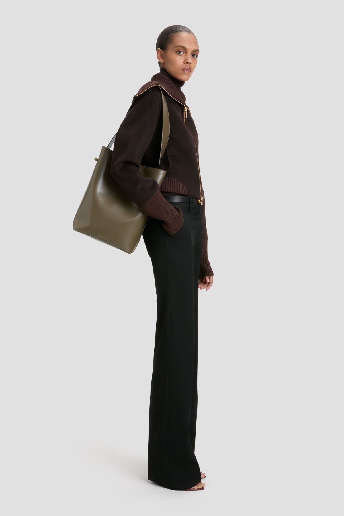 Victoria Beckham Double Faced Bomber Jacket - Dark Chocolate