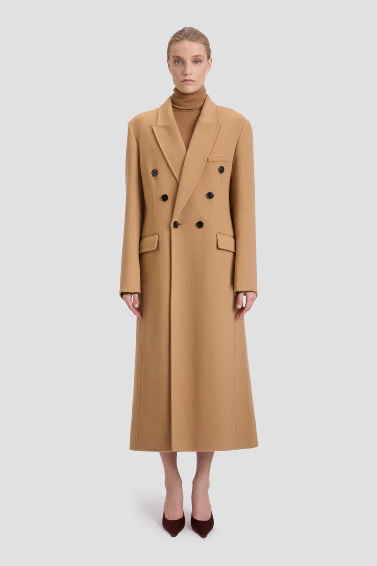 Victoria Beckham Double Faced Overcoat - Camel