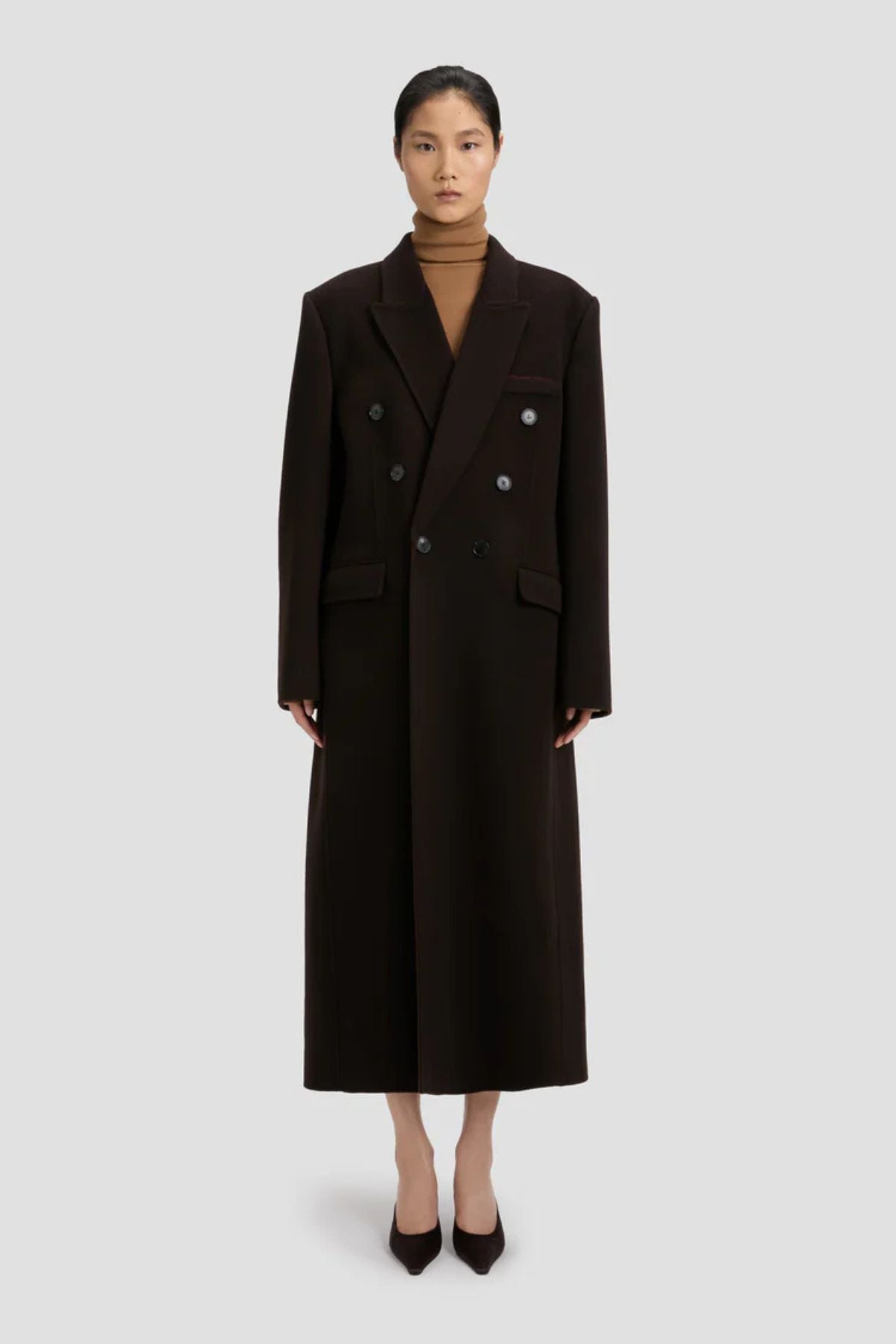 Victoria Beckham Double Faced Overcoat - Dark Chocolate