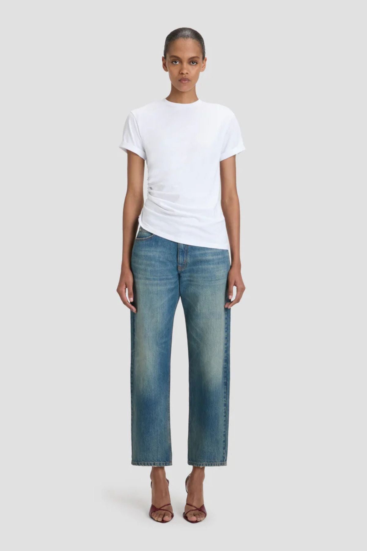 Victoria Beckham Gathered Detail T Shirt - White