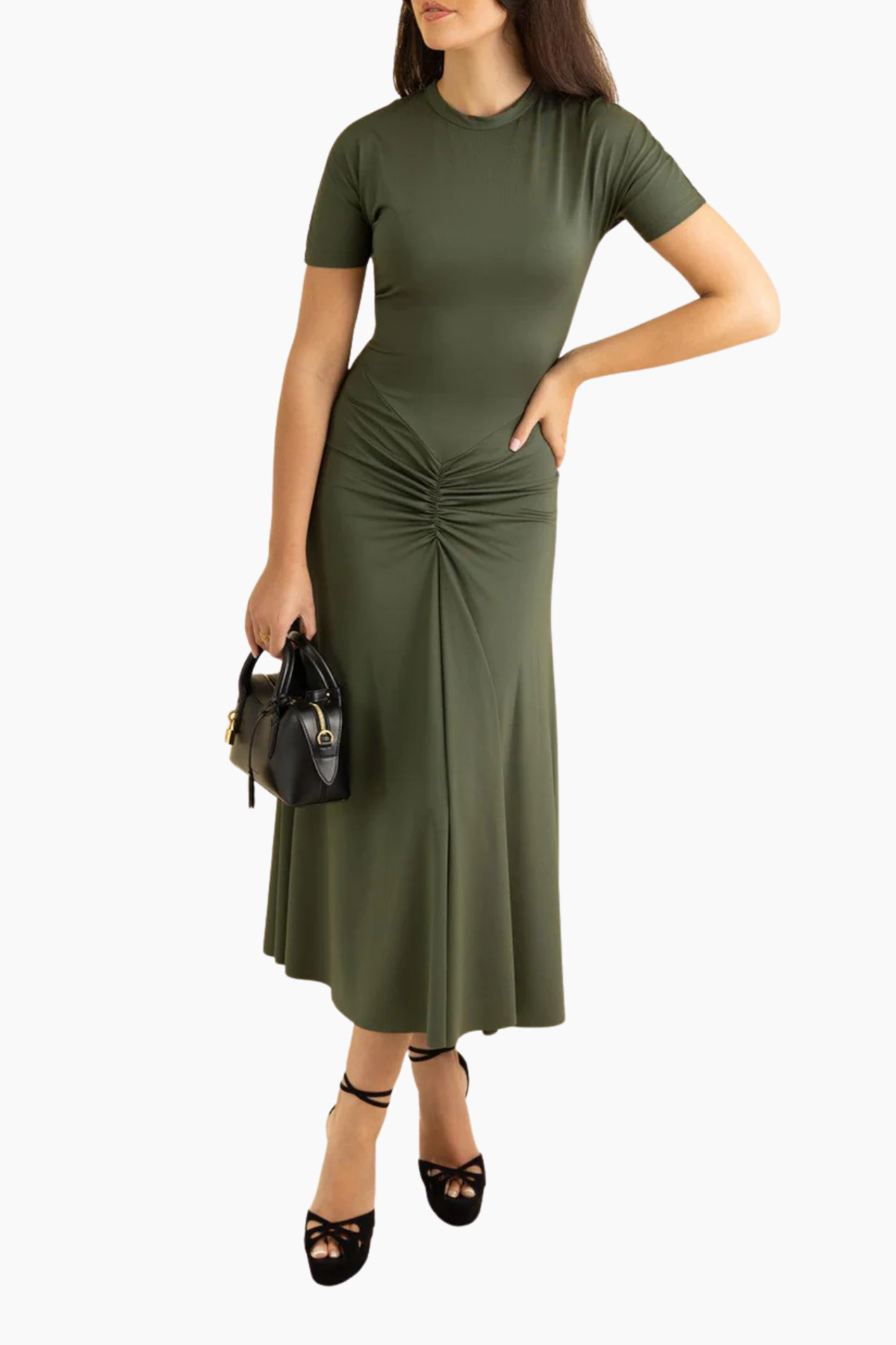 Victoria Beckham Gathered Waist T-Shirt Midi Dress - Oregano GRACE Melbourne Victoria Beckham Gathered Waist T-Shirt Midi Dress - Oregano GRACE Melbourne
