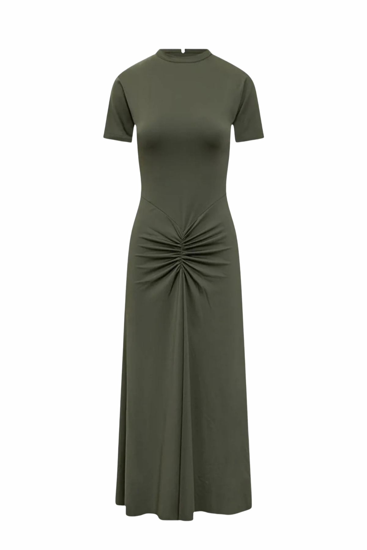 Victoria Beckham Gathered Waist T-Shirt Midi Dress - Oregano