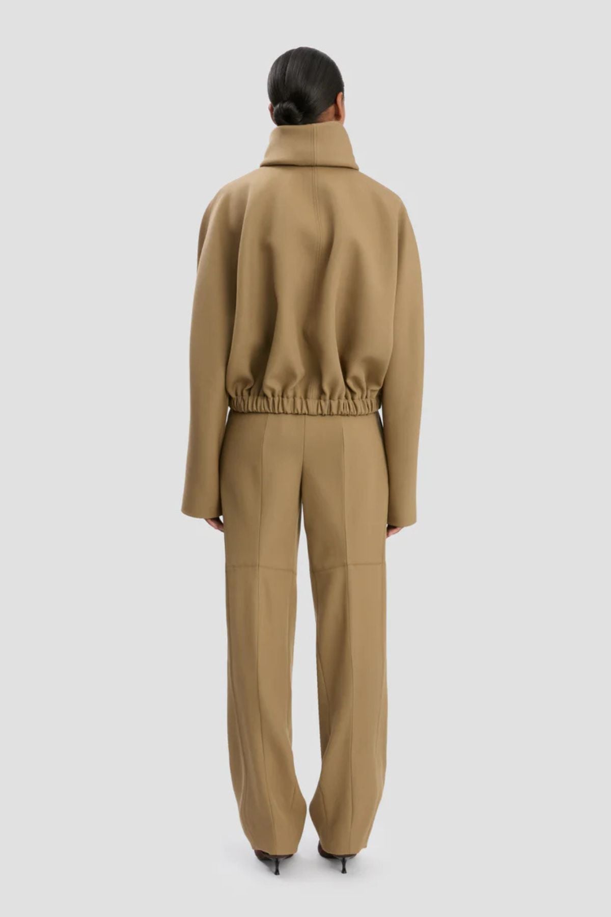 Victoria Beckham Oversized Roll Neck Bomber - Dark Camel