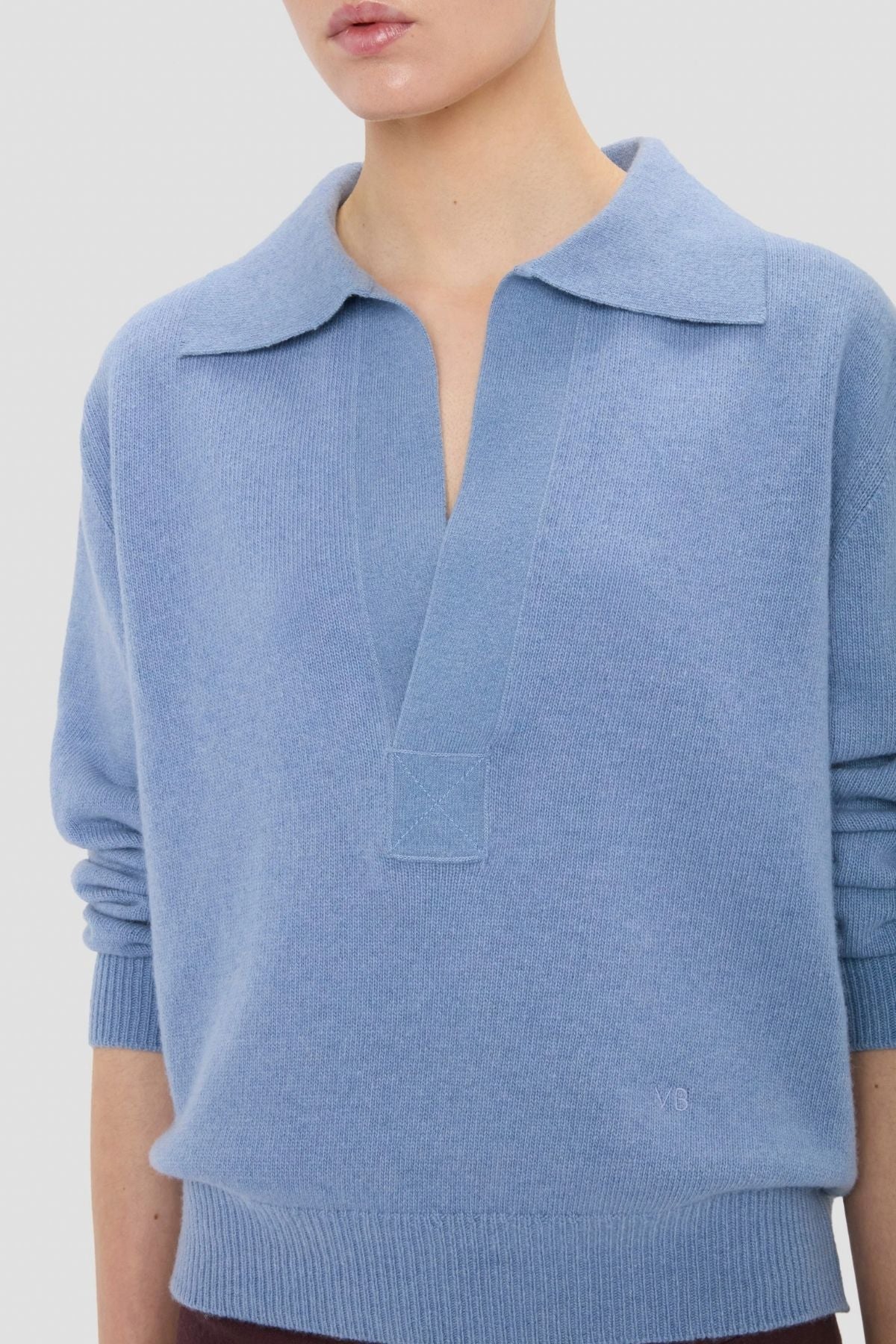 Victoria Beckham Polo Collar Jumper - Ocean Mist Melange