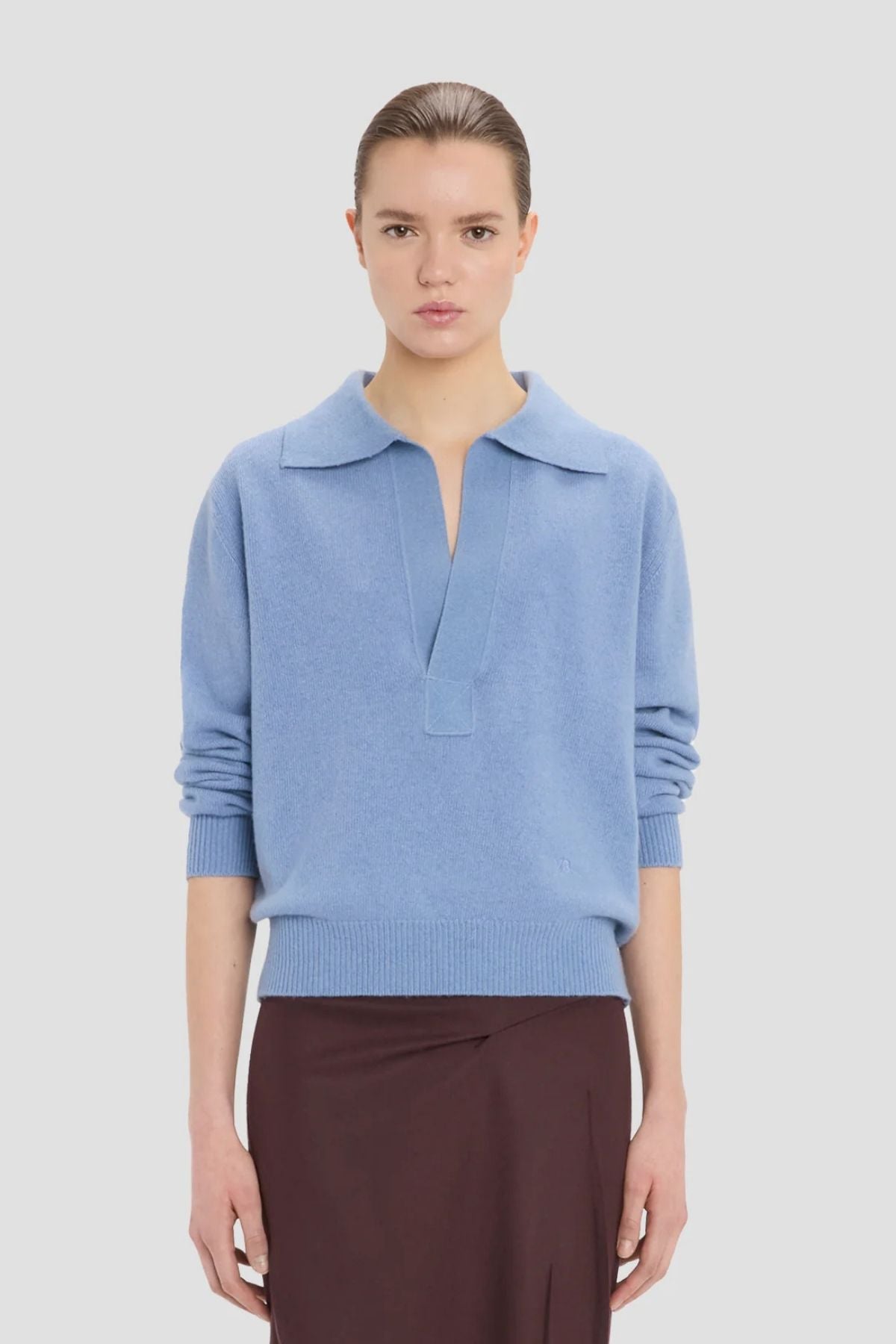 Victoria Beckham Polo Collar Jumper - Ocean Mist Melange