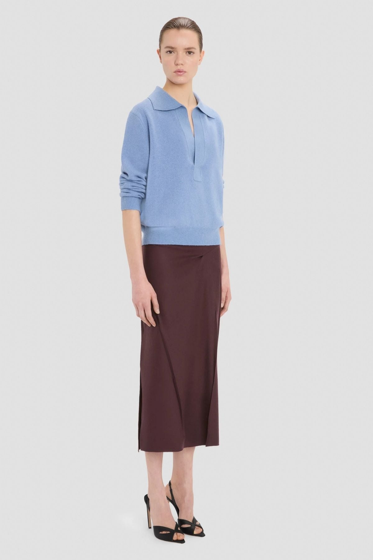 Victoria Beckham Polo Collar Jumper - Ocean Mist Melange