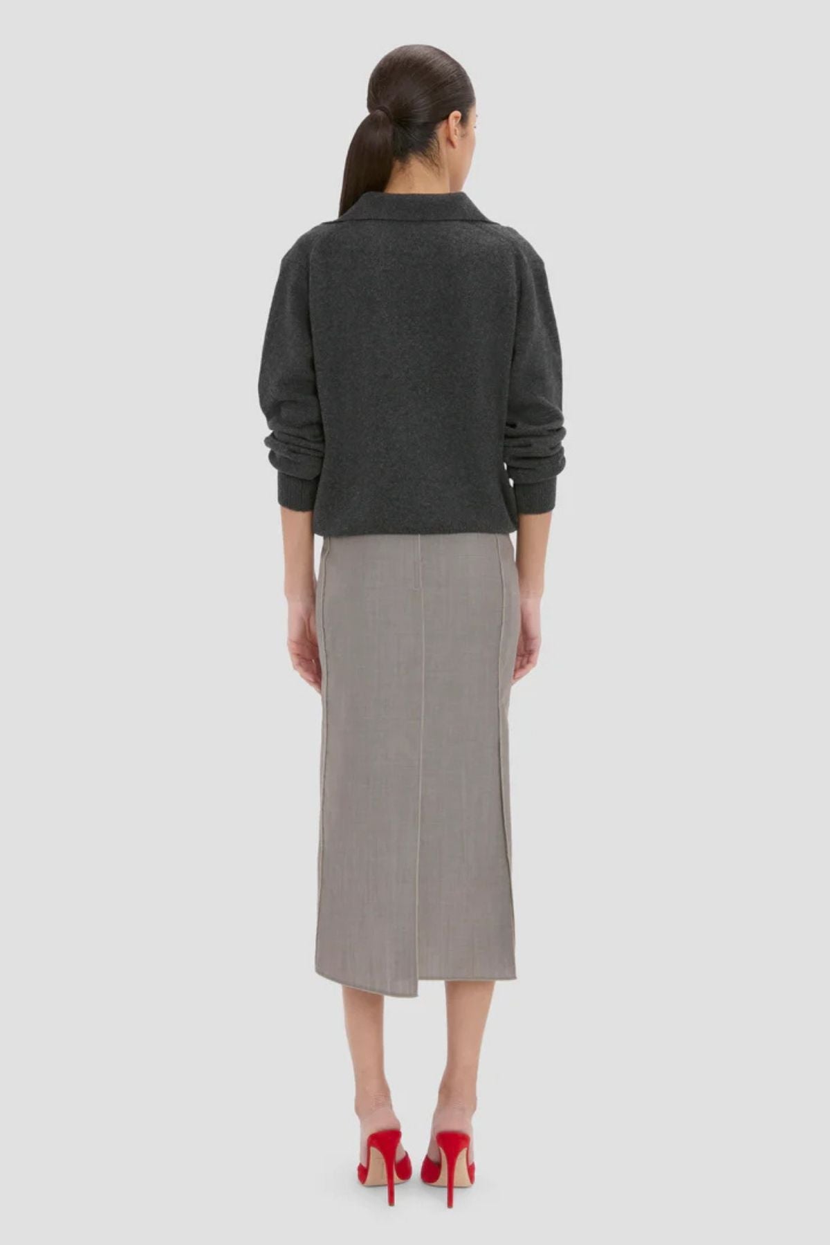 Victoria Beckham Polo Collar Jumper - Ore Melange