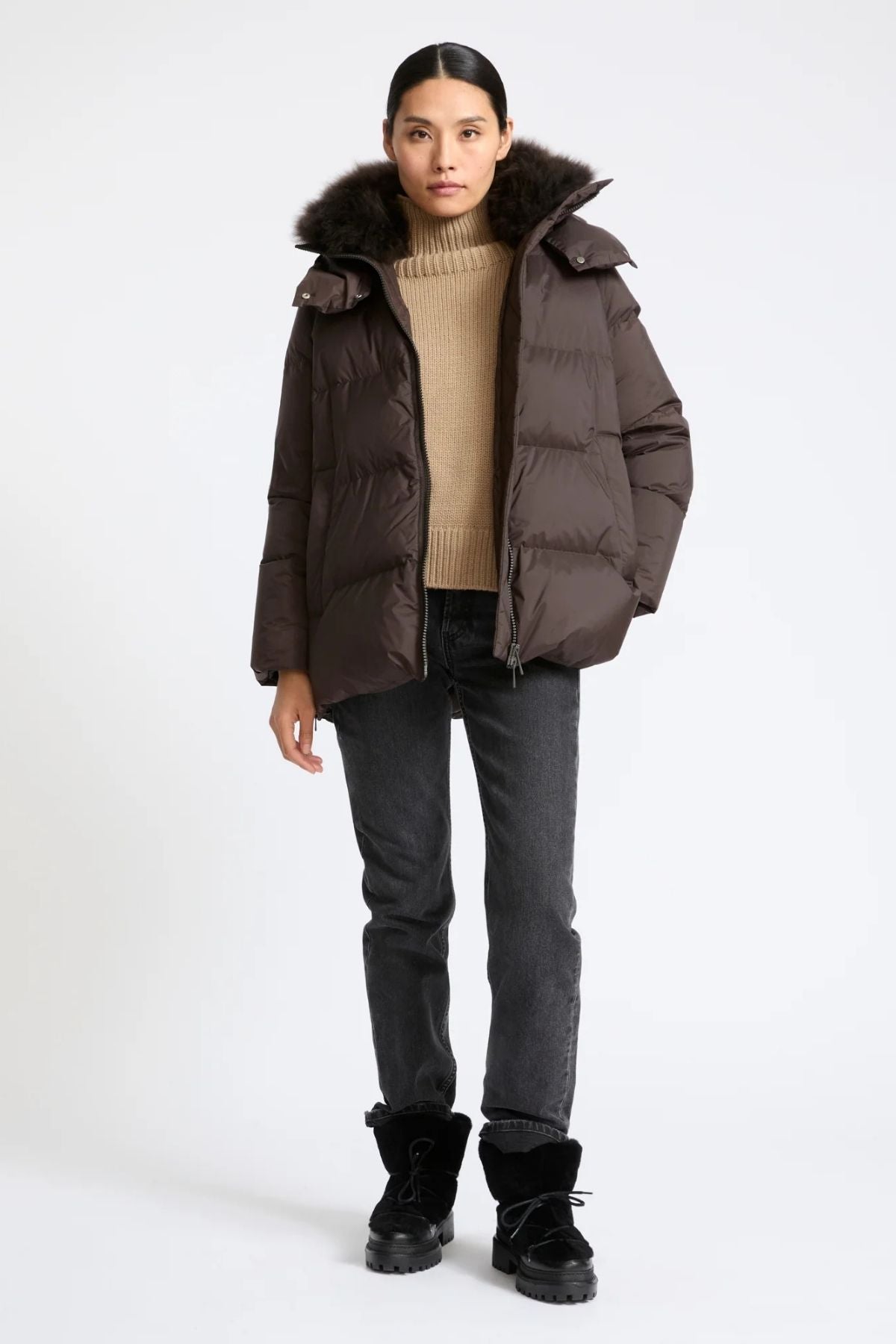 Yves Salomon Down Parka 76cm Lamb Fur - Cold Brew