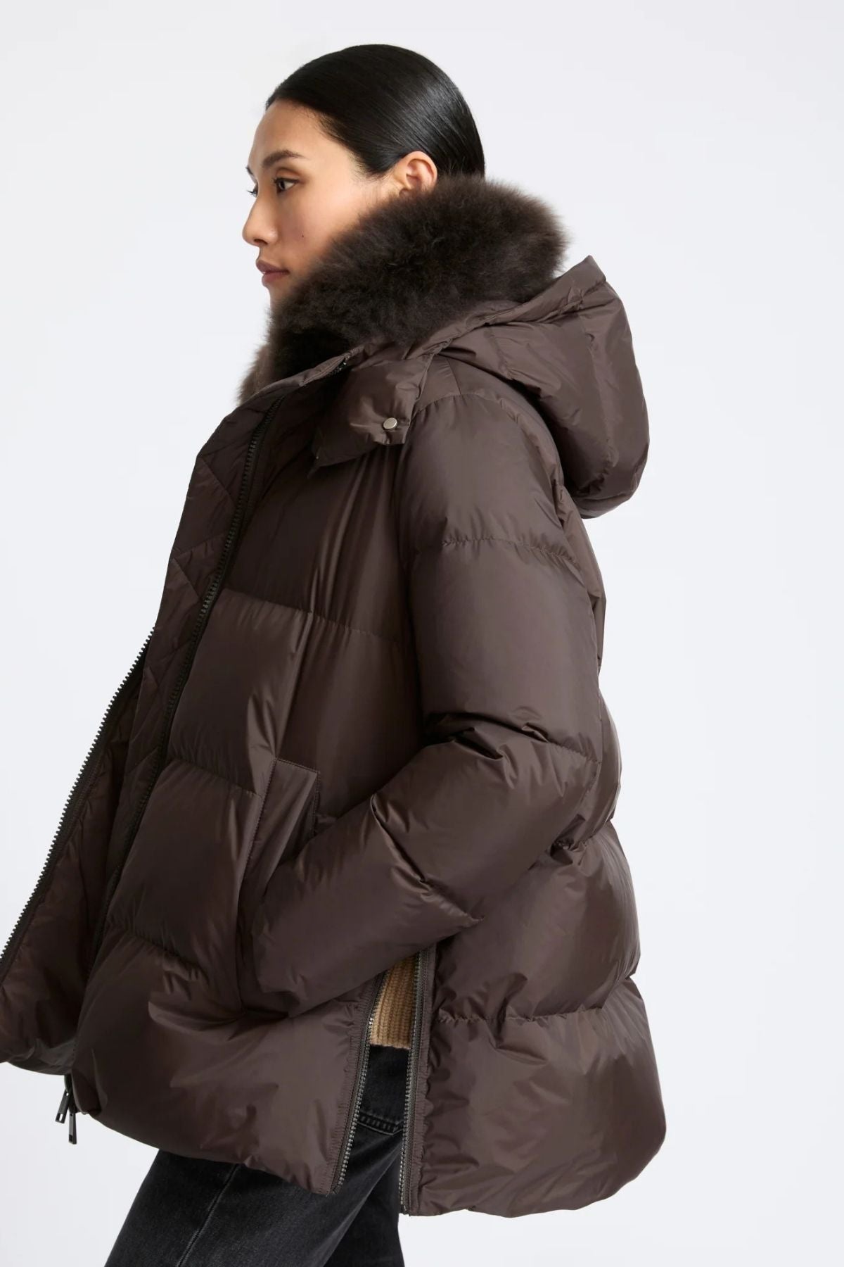 Yves Salomon Down Parka 76cm Lamb Fur - Cold Brew