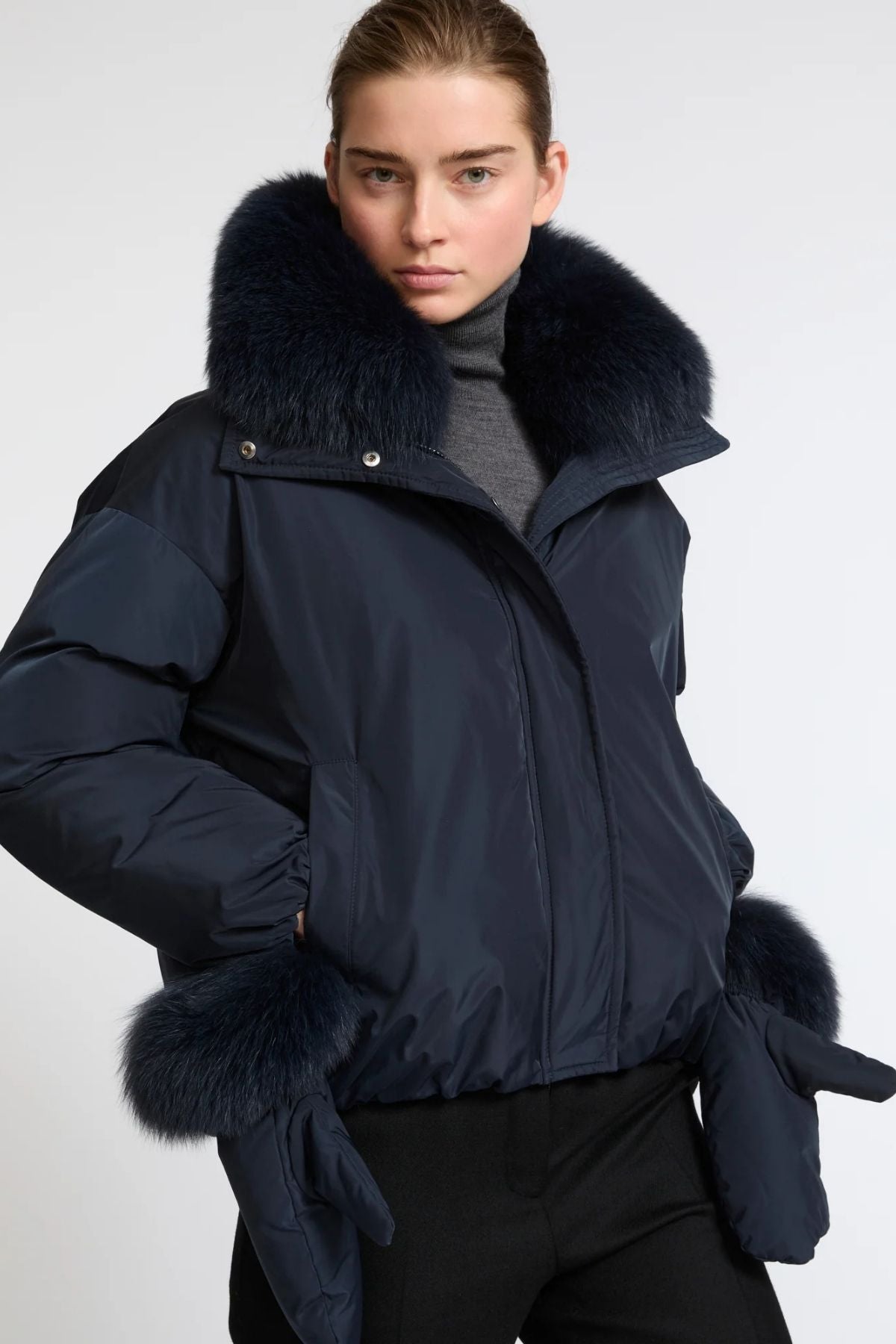 Yves Salomon Short Parka Fox Collar & Mittens 66cm - Orphee