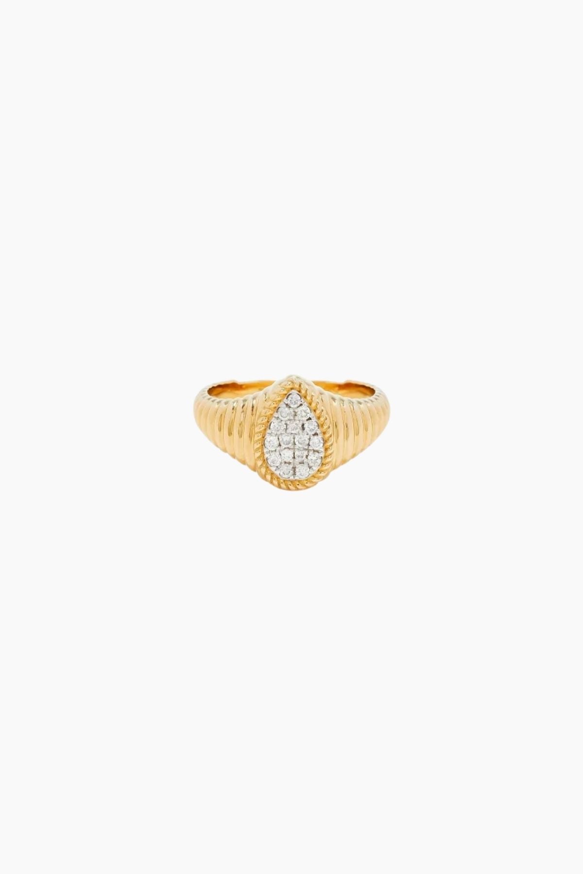Yvonne Léon Baby Chevaliere Poire Berlingot Diamants - Yellow Gold
