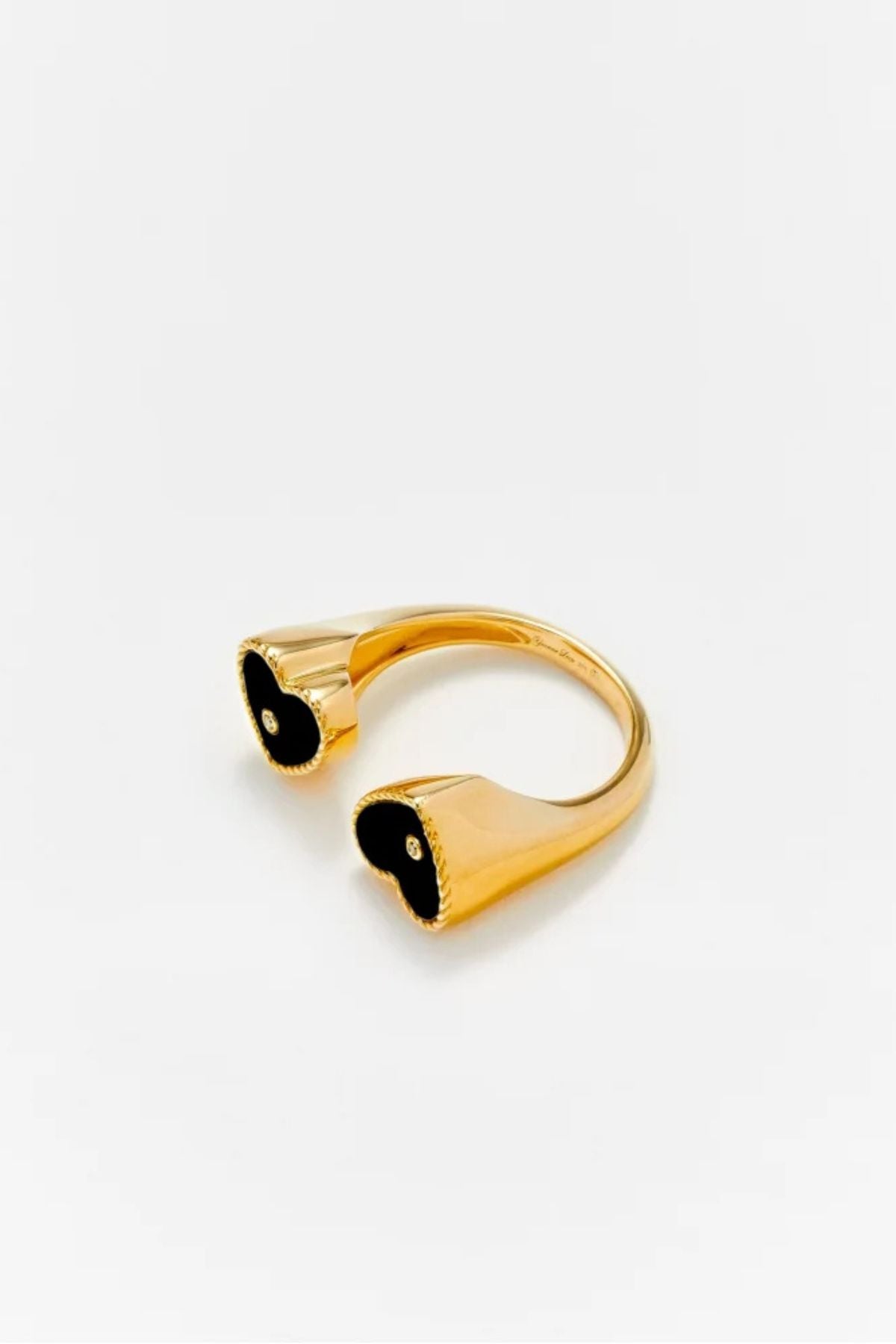 Yvonne Léon Bague Toi & Moi - Onyx/ Yellow Gold