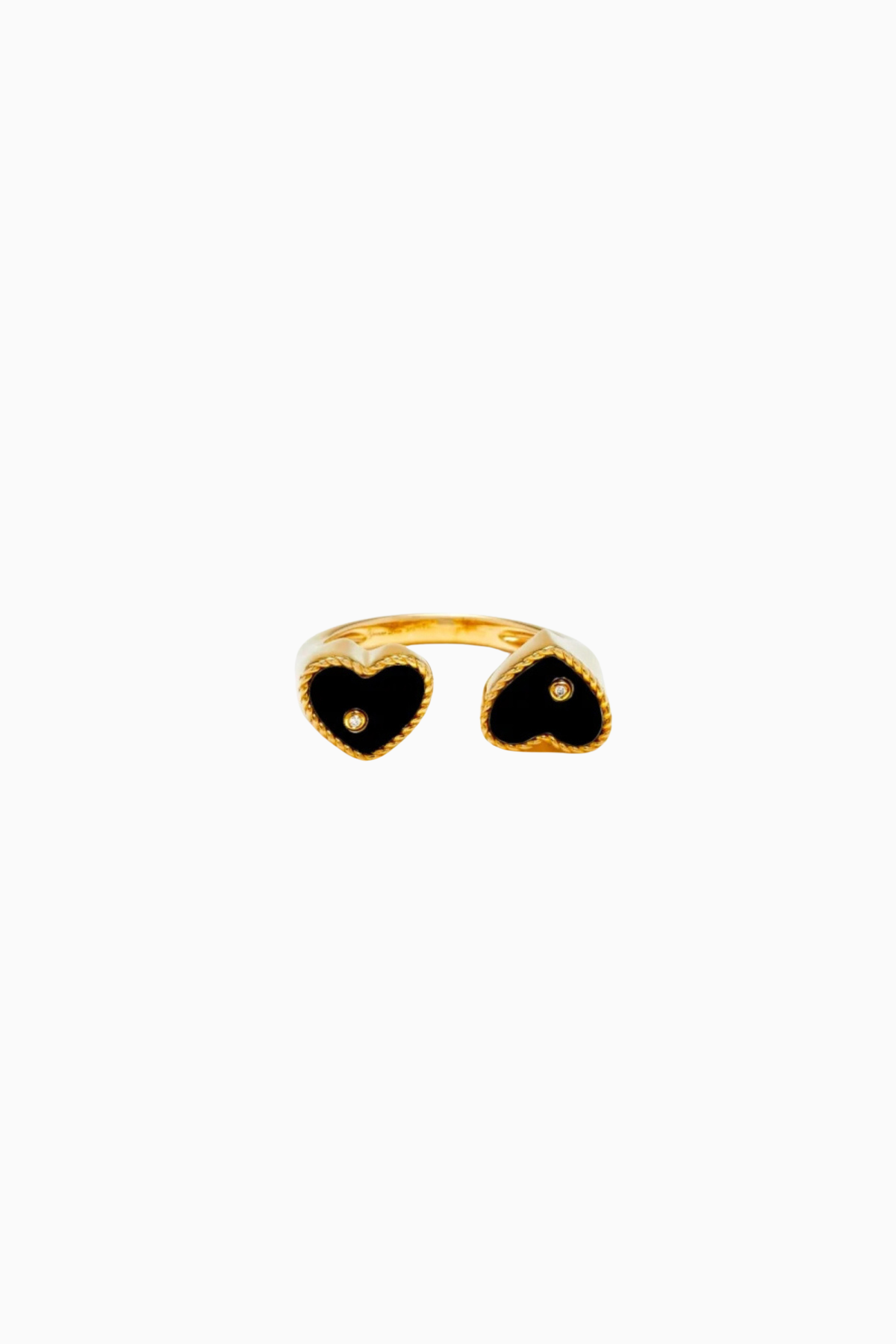 Yvonne Léon Bague Toi & Moi - Onyx/ Yellow Gold