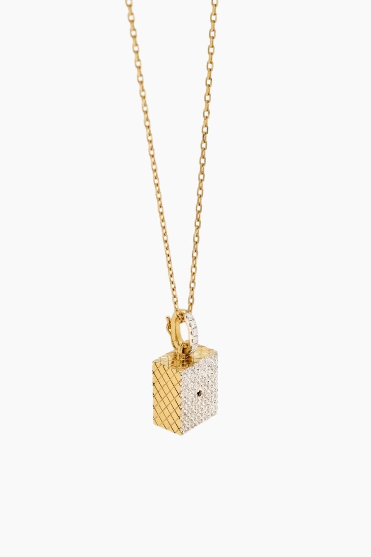 Yvonne Léon Le Cubo Diamants + Nano Puce Coeur Pave Diamond Heart - Yellow Gold