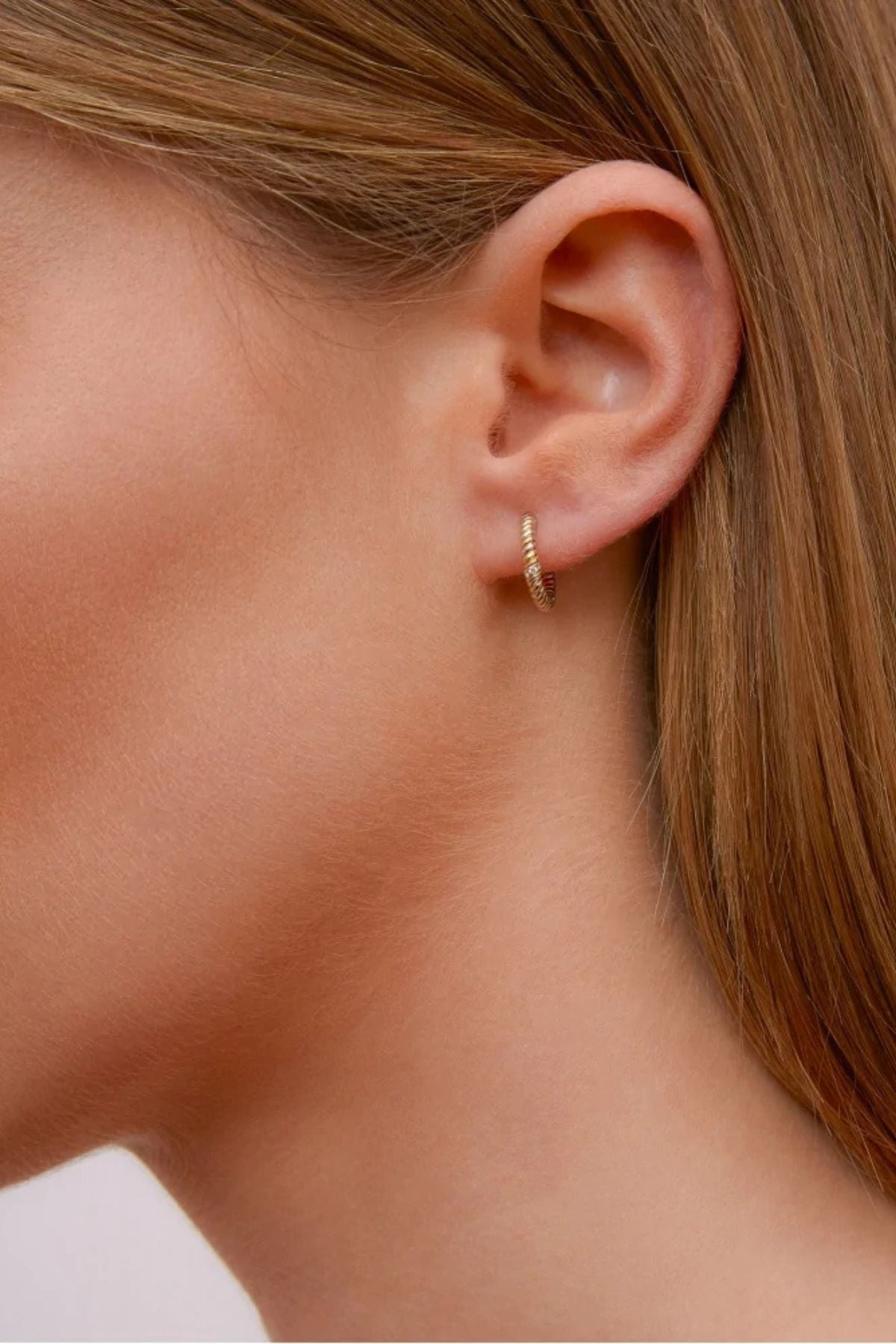 Yvonne Léon Mini Creoles Torsades 2 Ors - Yellow/ White Gold