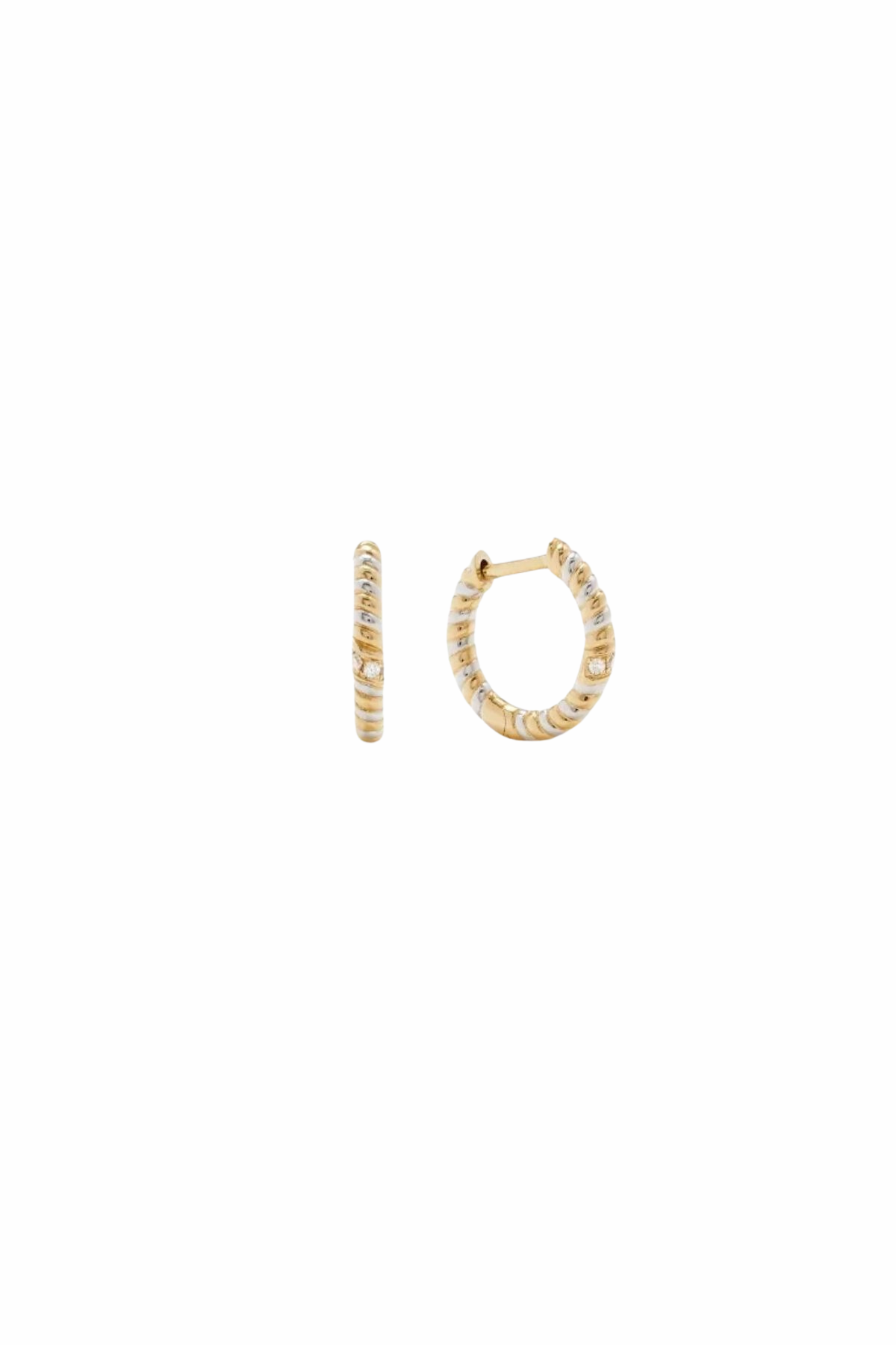 Yvonne Léon Mini Twist Hoops - Yellow/ White Gold