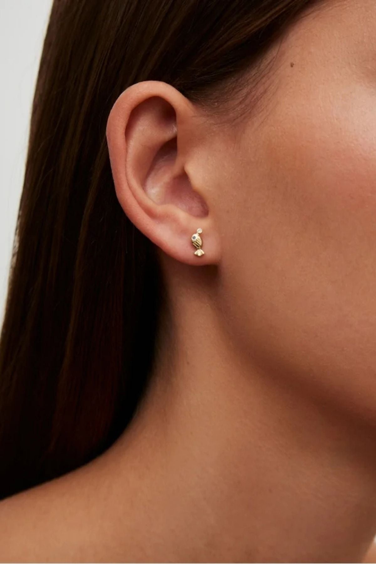Yvonne Léon Nano Puce Sous L'eau Diamond Bubble Fish Earring - Yellow Gold