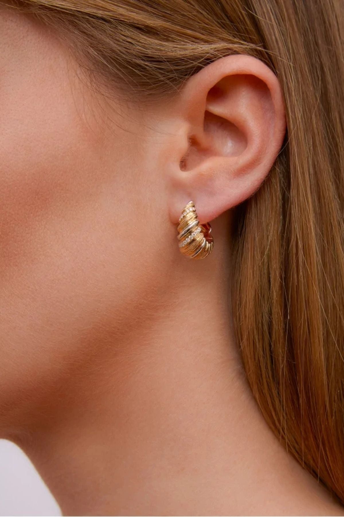 Yvonne Léon Paire De Creoles Gaufrette - Yellow/ White Gold