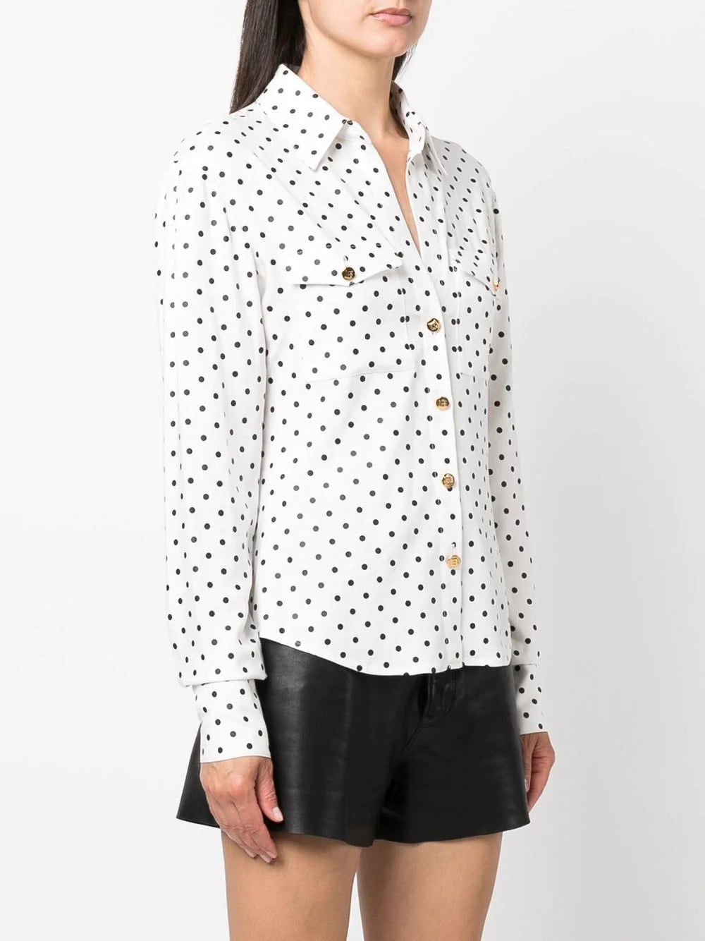 Balmain Polka Dot Twill Shirt - White/ Black