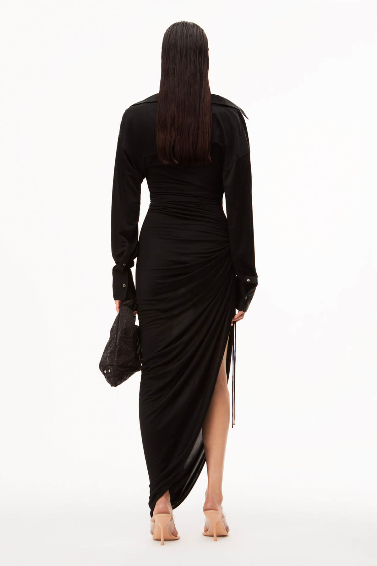 Alexander Wang Asymmetrical Cowl Neck Dress - Black