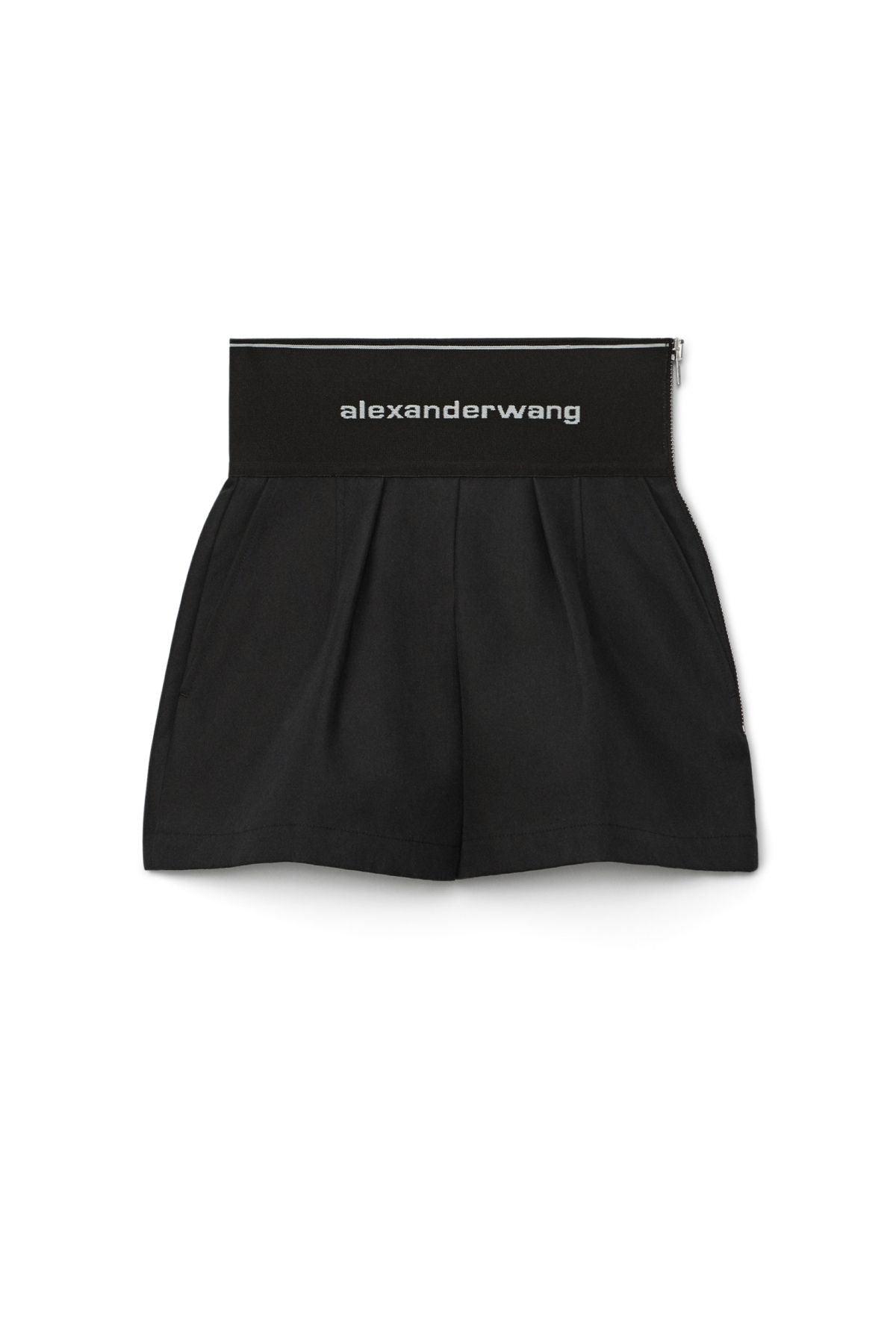 Alexander Wang Exposed Zip Logo Elastic Safari Short - Black