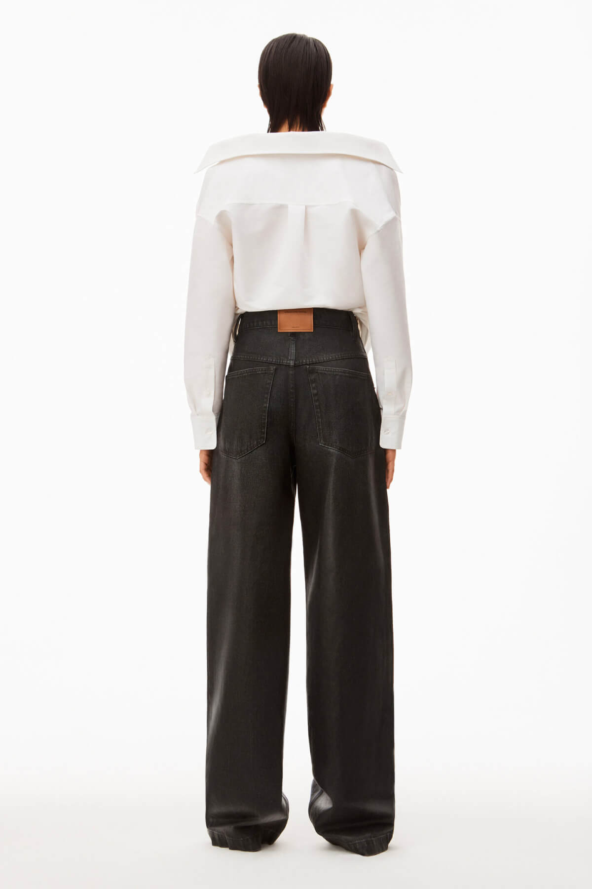 Alexander Wang Wide Leg Coated Denim Jean - Grey Aged