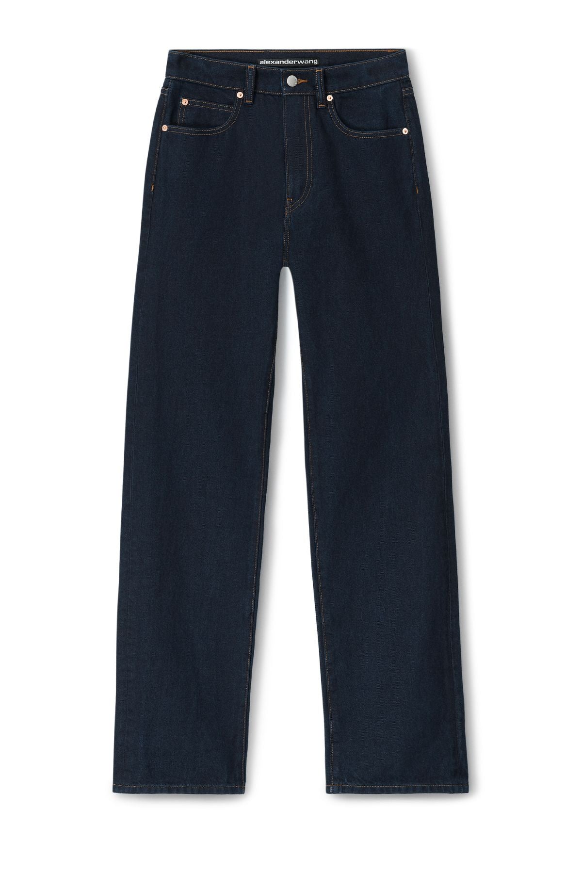 Alexander Wang EZ Mid Rise Relaxed Straight Jeans - Clean Bright Indigo