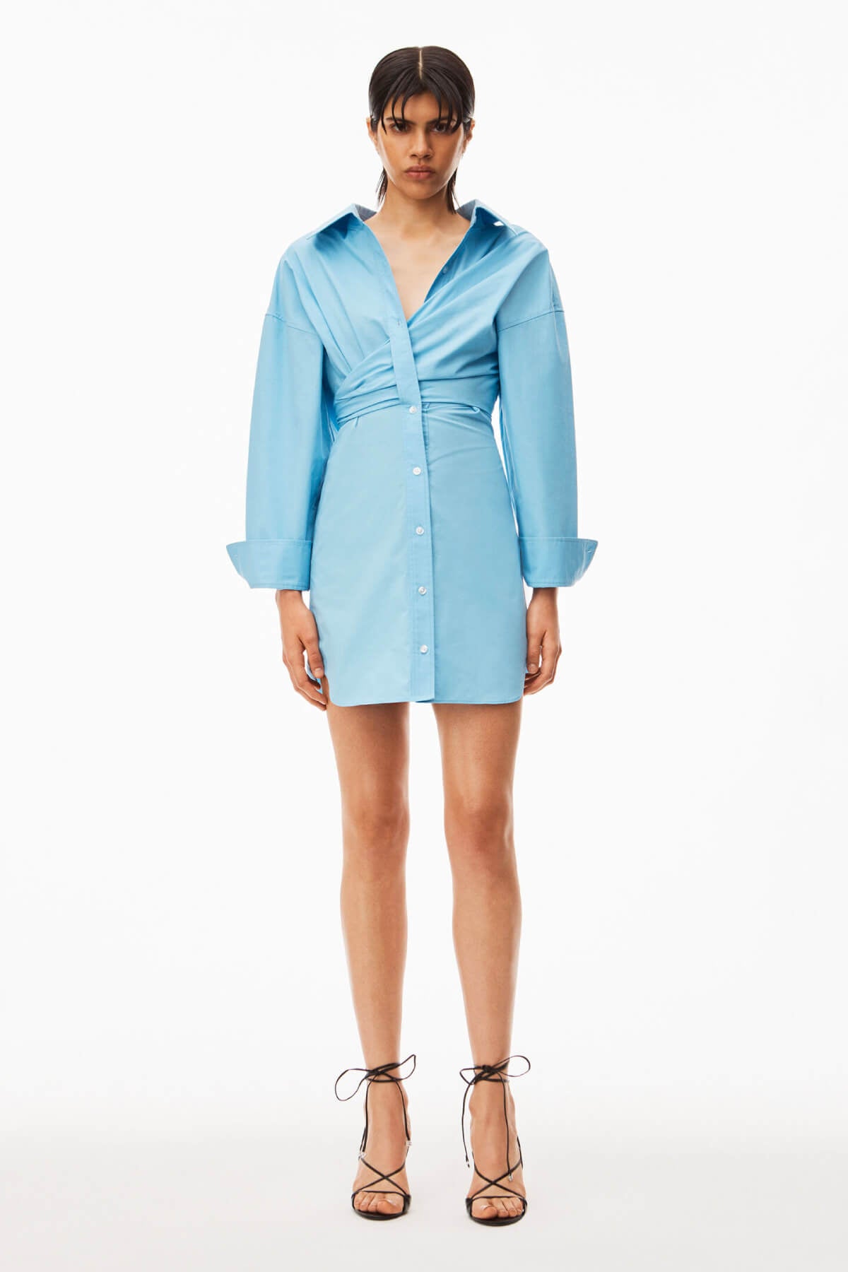 alexanderwang.t Draped Button Up Dress - Chambray Blue