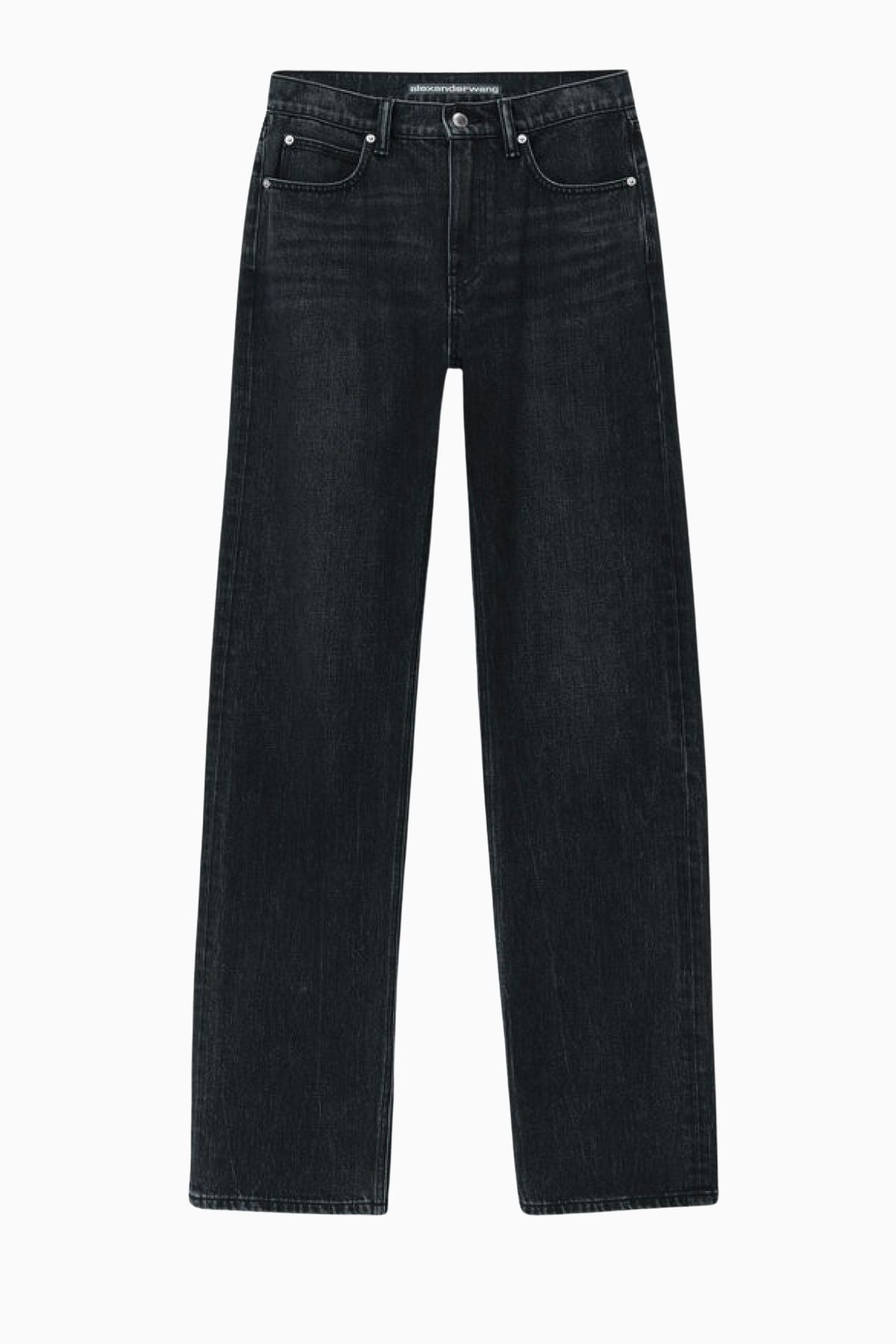 Alexander Wang EZ Mid Rise Relaxed Straight Logo Pocket Jeans - Grey Aged