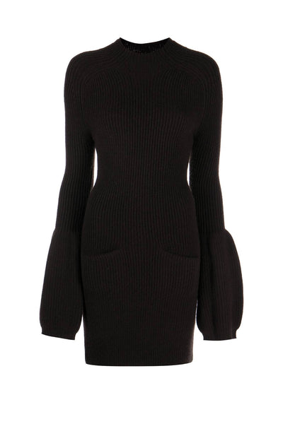Daiya Ribbed-Knit Turtleneck Mini Dress in Espresso | Oh Polly