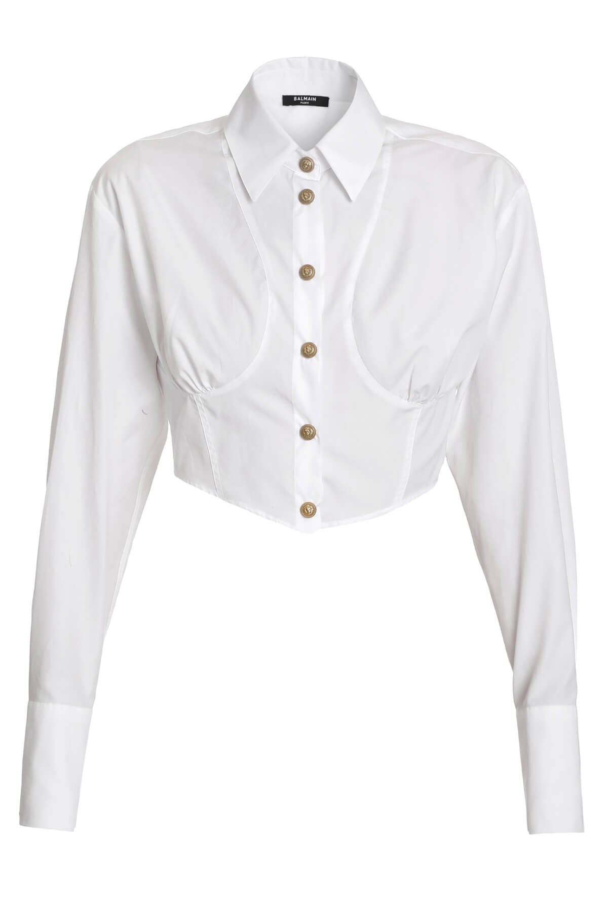 Balmain Cropped Cotton Shirt - White