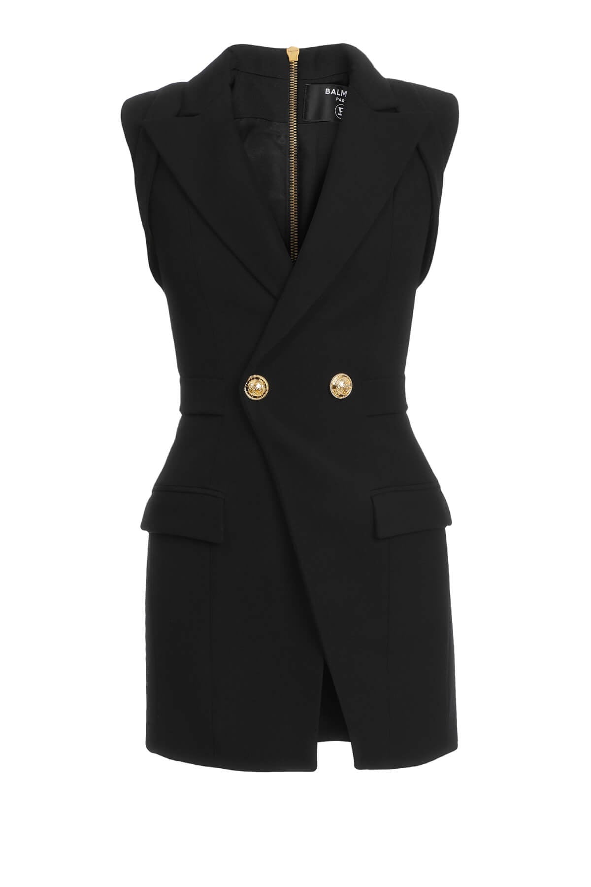 Balmain Sleeveless Button Embellished Dress - Black