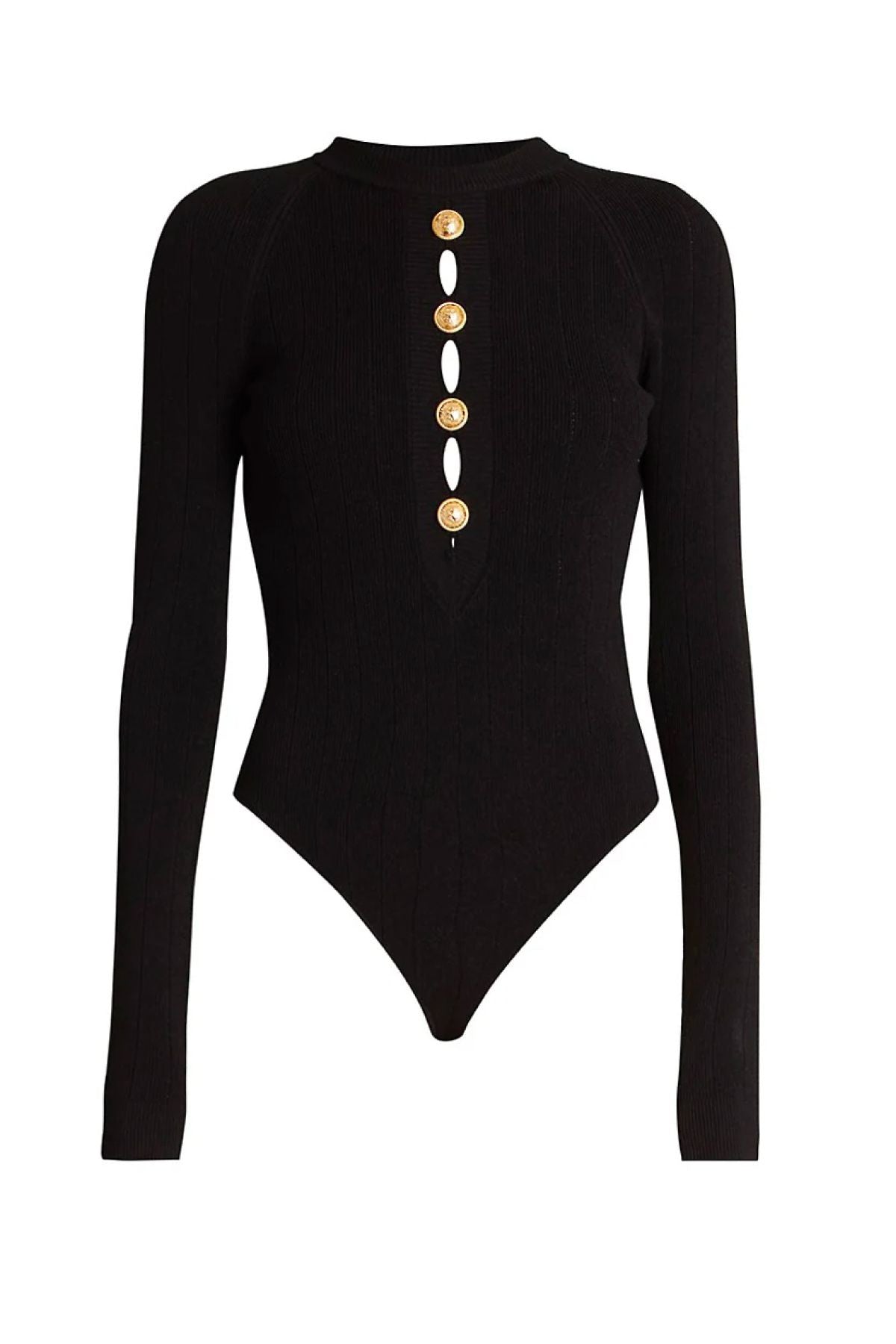 Balmain Buttoned Halter Bodysuit - Black