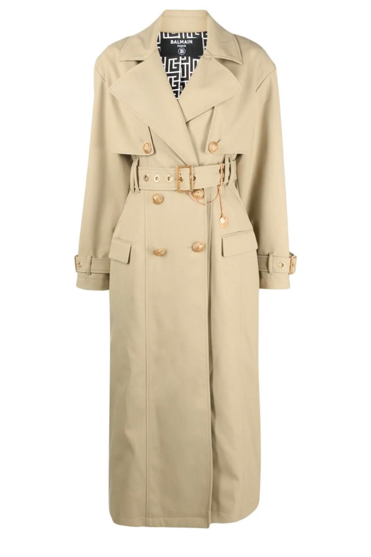 Balmain Gabardine Trench Coat - Sable