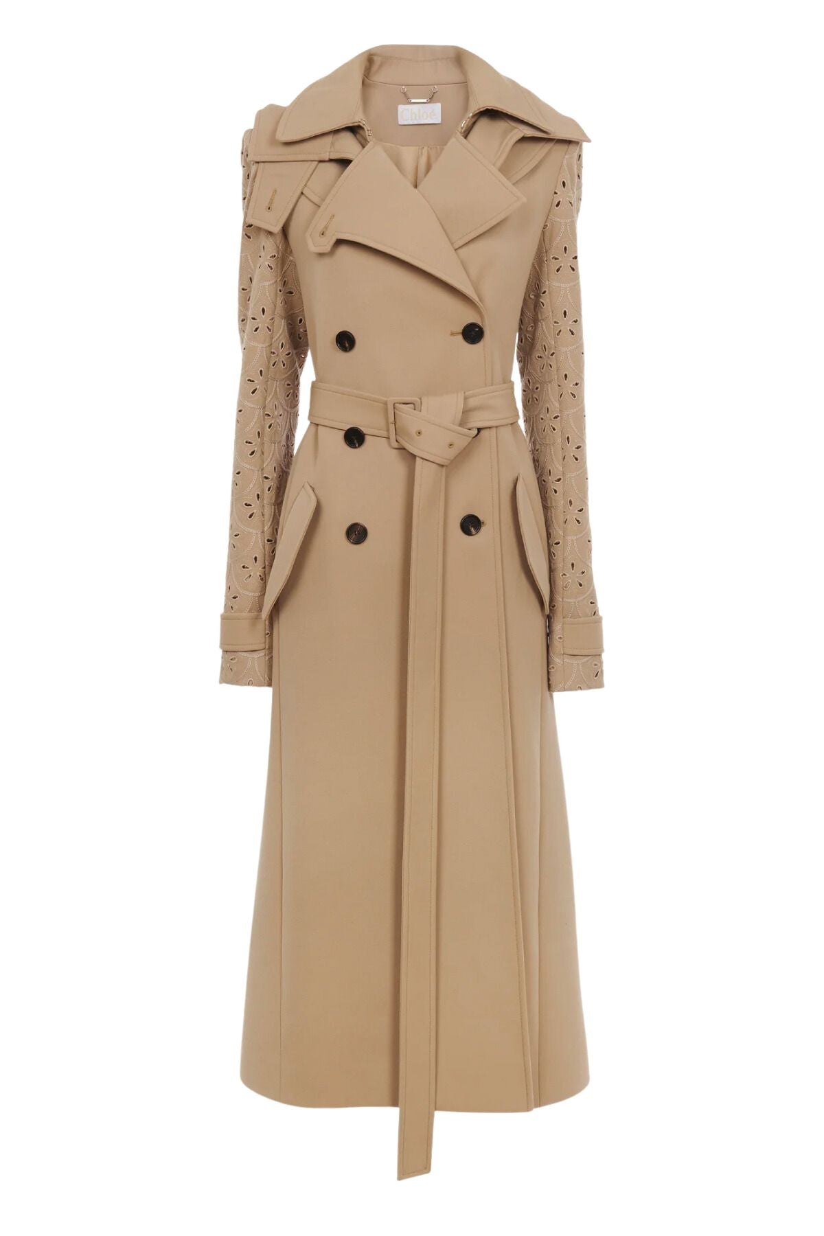 Chloé Broderie Anglais Trench Coat - Pearl Beige