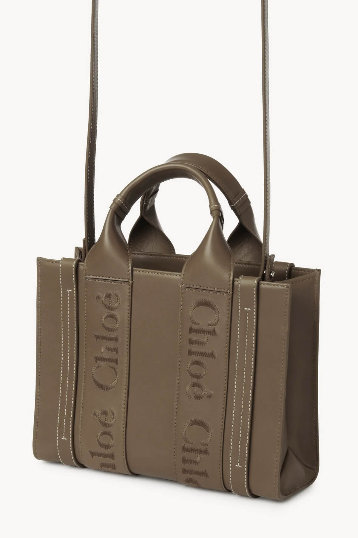 Chloé Small Woody Leather Tote Bag - Army Green
