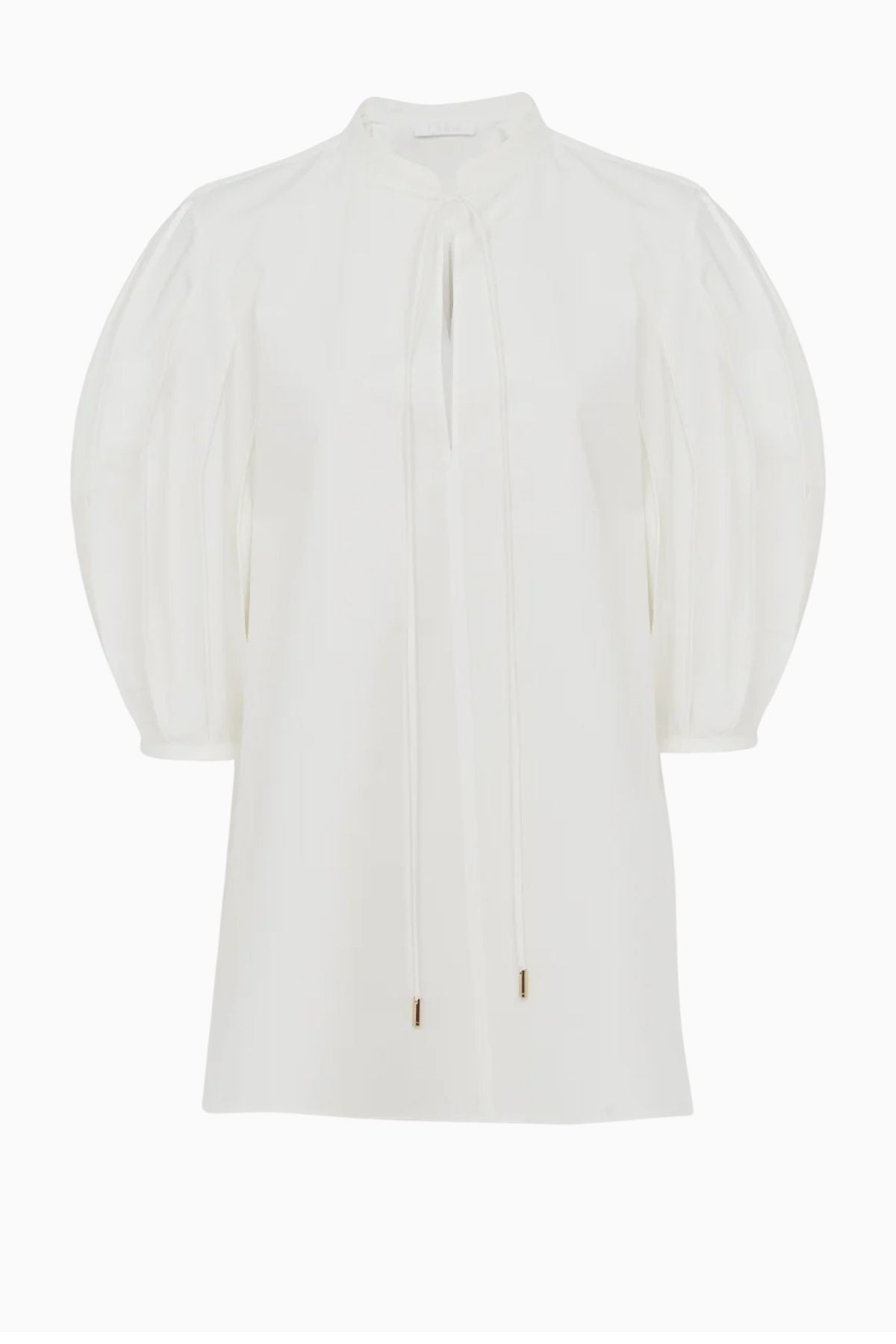 Chloé Organic Cotton Tie Detail Tunic Top - Buttercream