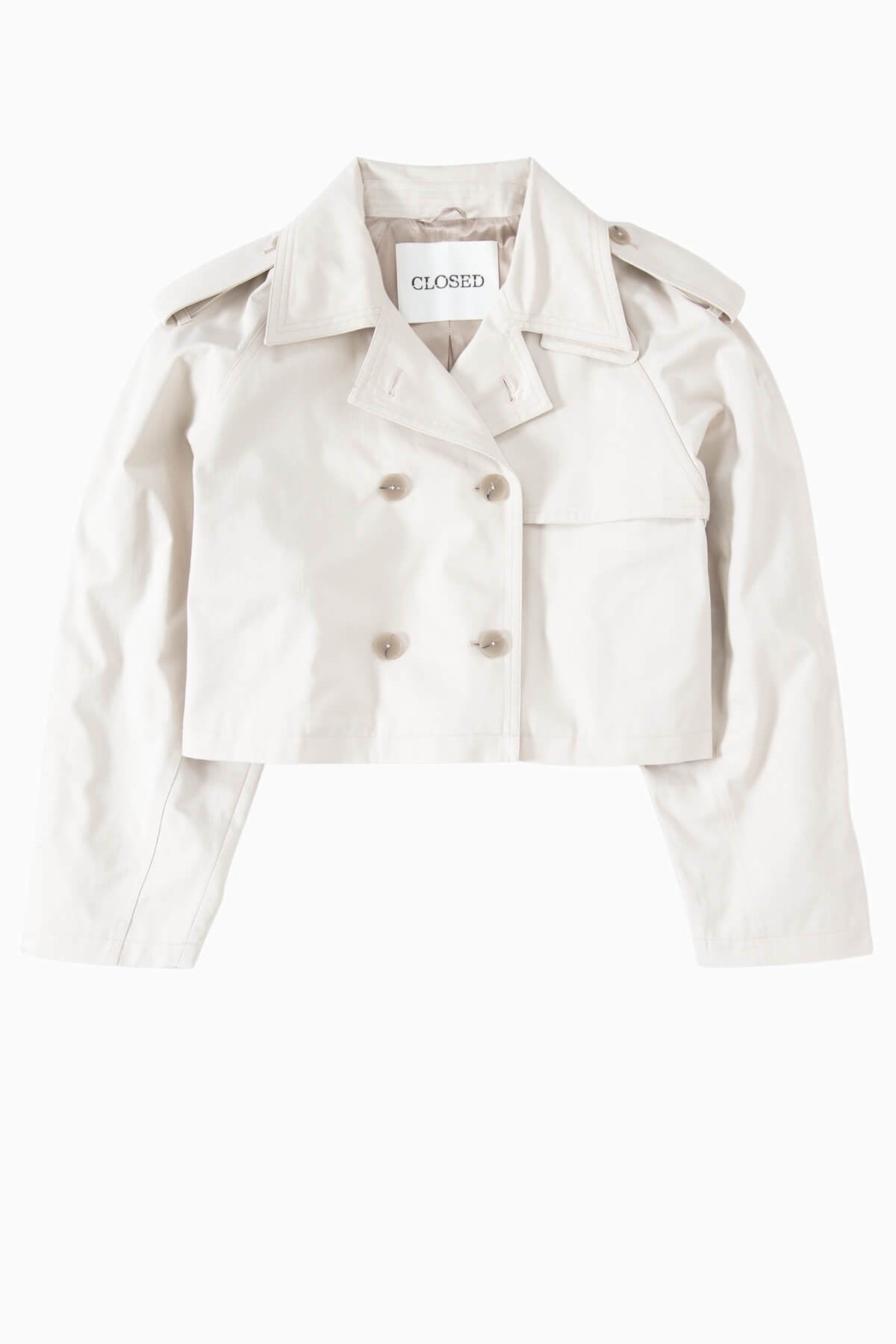 Closed Cropped Trench Coat - Limestone
